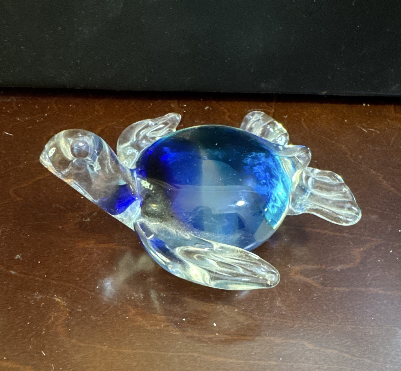Blue Clear Glass Turtle Figurine Decorative Animal Theme Art Glass Figurine