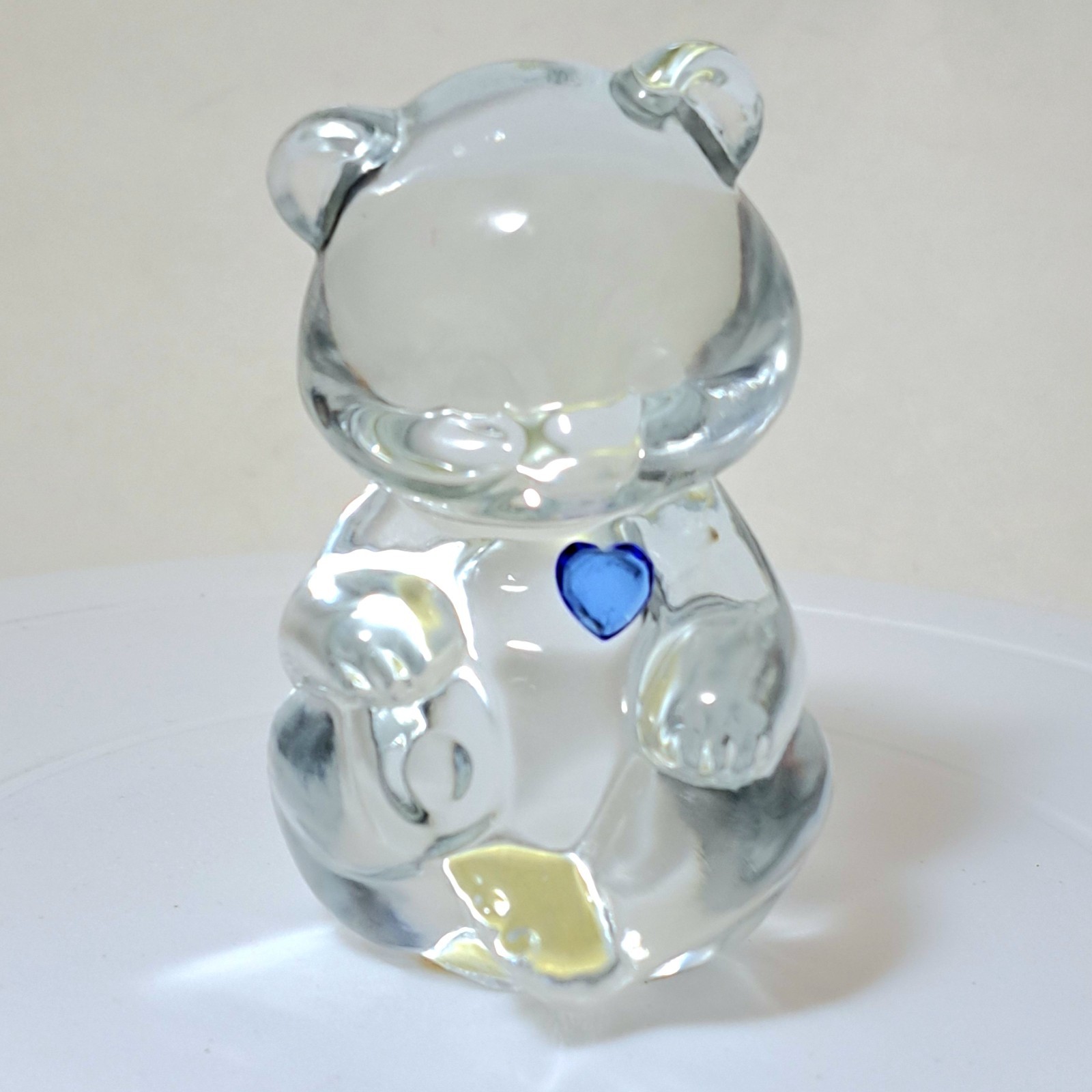 Fenton Glass Bear Birthday Blue Heart March September or December Birthstone Vtg