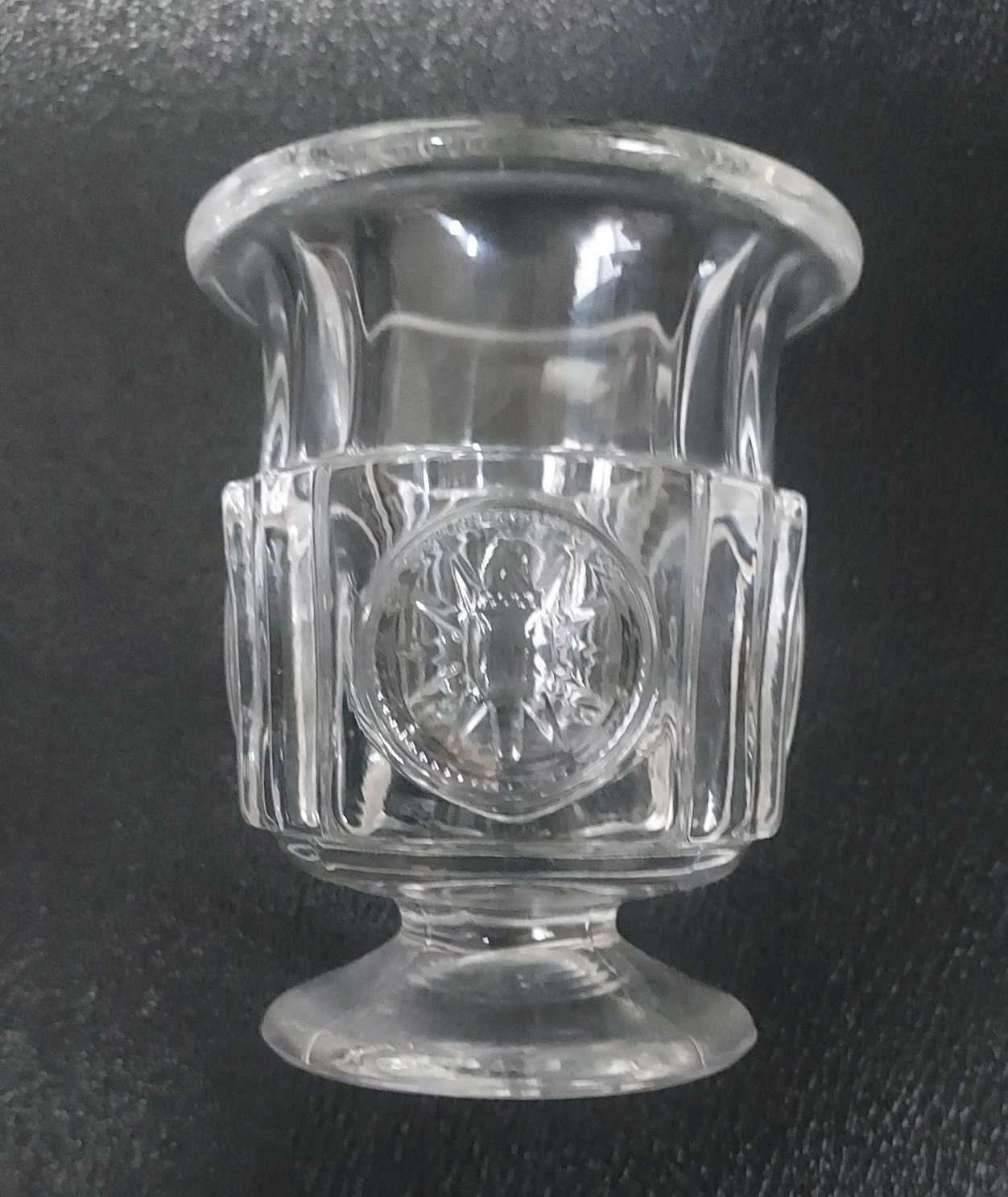 Vintage Fostoria Clear Coin Glass 3.25 in Footed Cigarette/Toothpick Urn