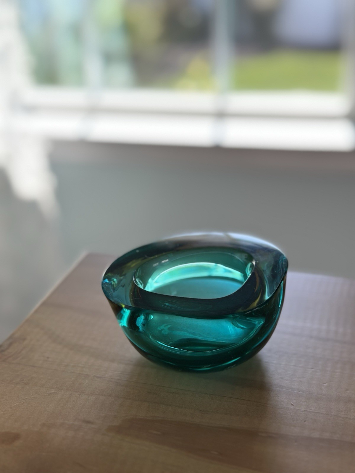 Vintage Murano Art Glass Geode Bowl/Trinket Dish See Photos Flea Bite Teal Green