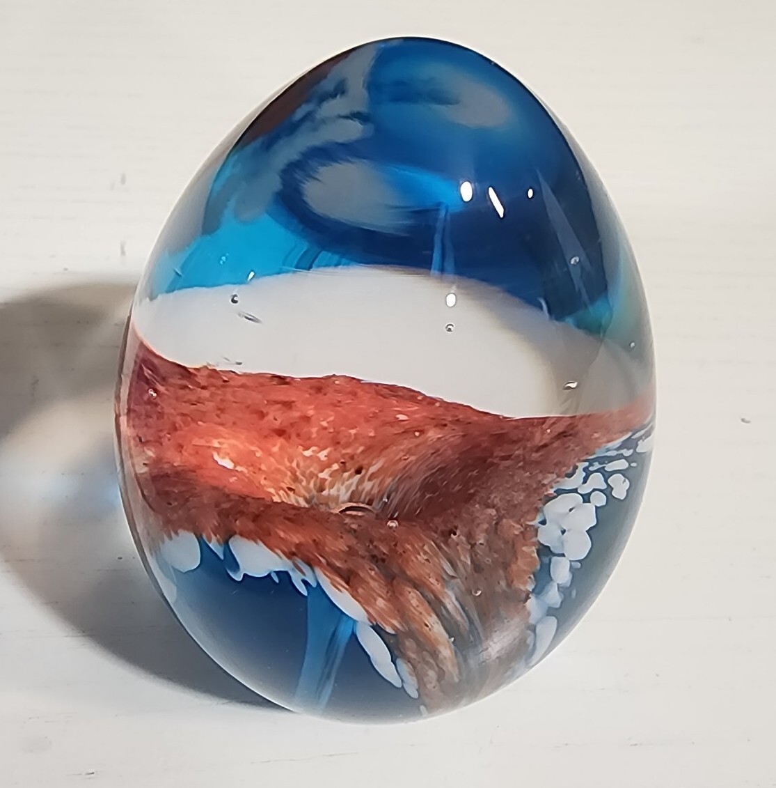 2 Vintage Glass Paperweights ~ Swirl Art Glass ~Egg Shaped
