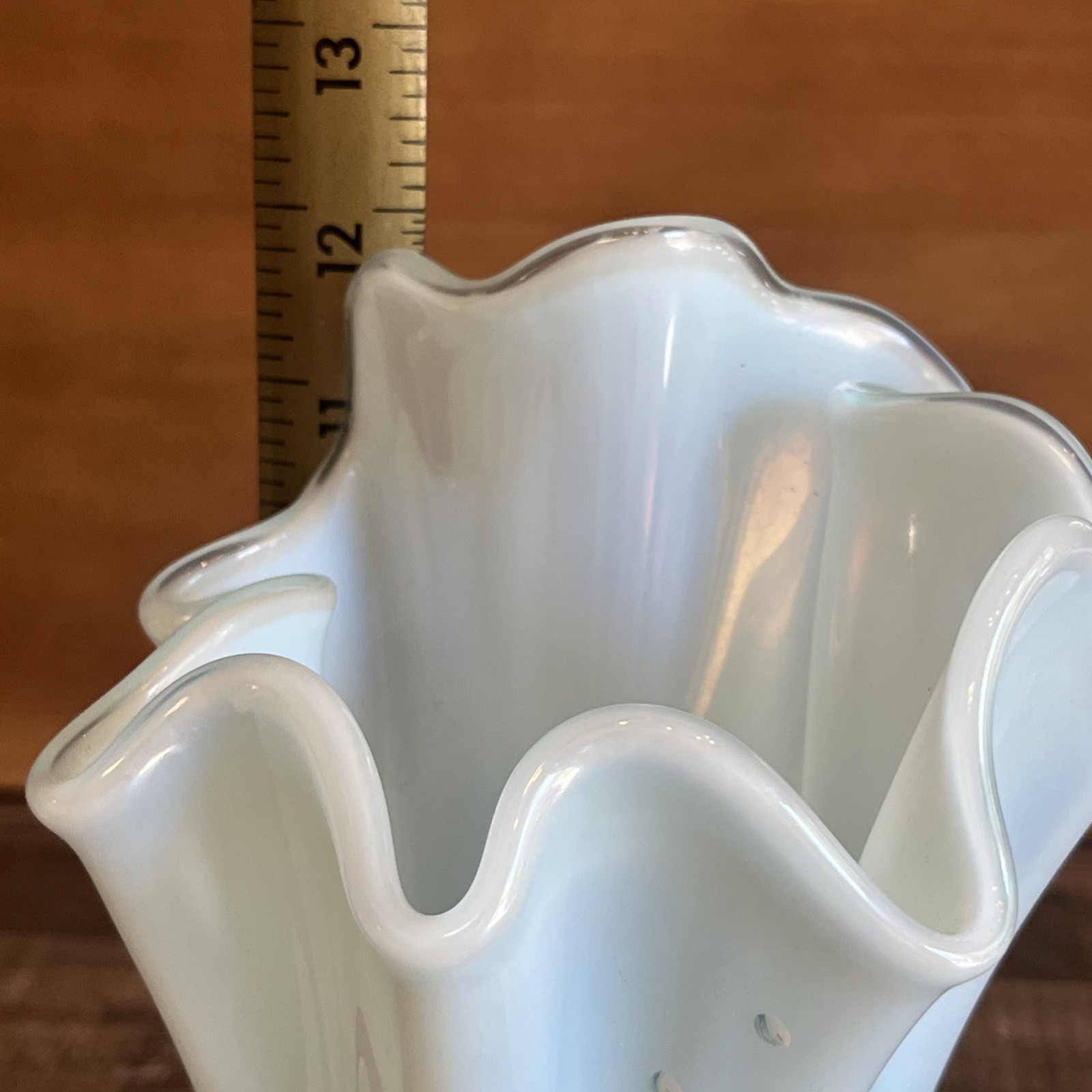 Fenton Glass Aquamarine Stretch Underwater Dream Seahorse HandPainted Vase 12”