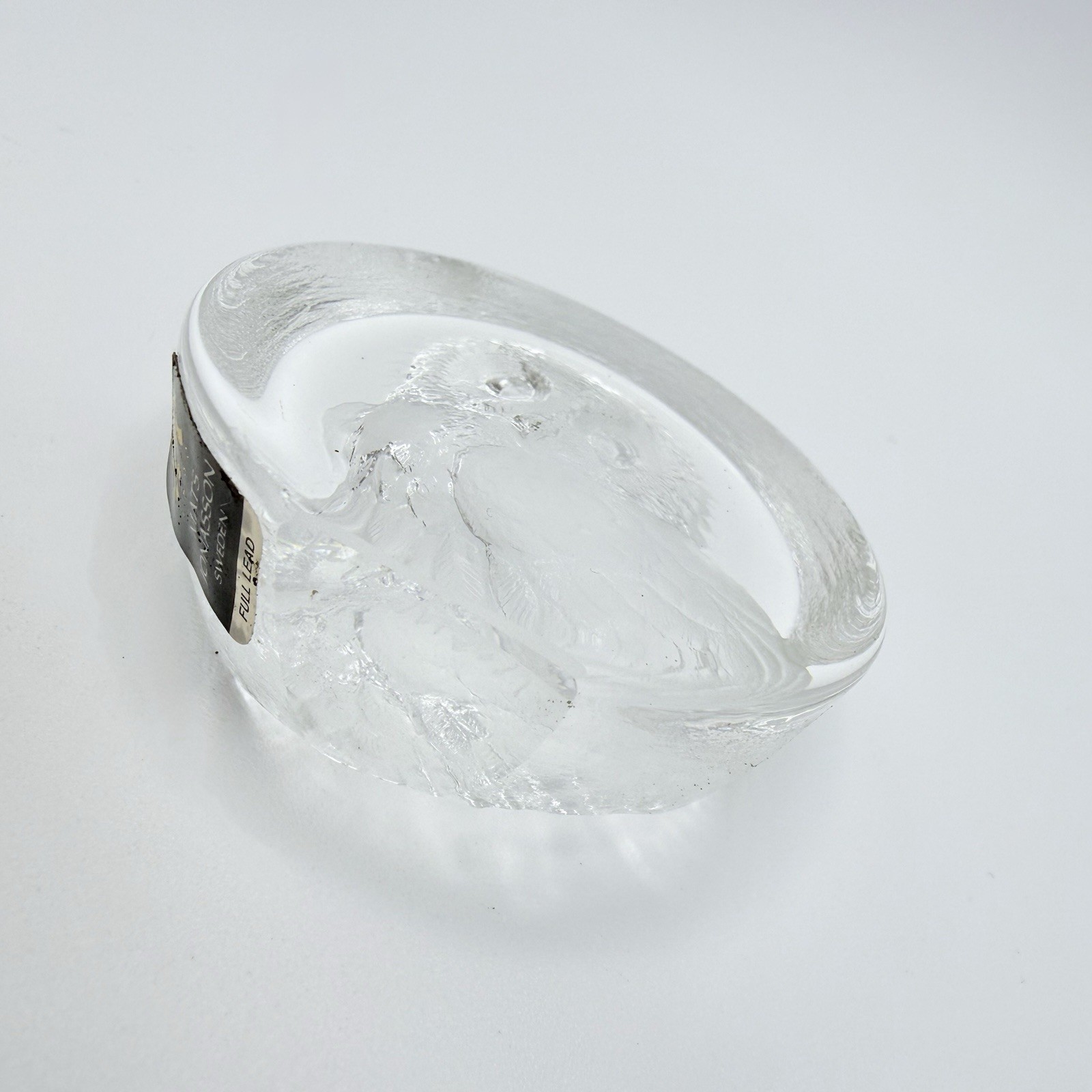 Mats Jonasson Owl Sweden Lead Crystal Figurine Sculpture Paperweight Signed