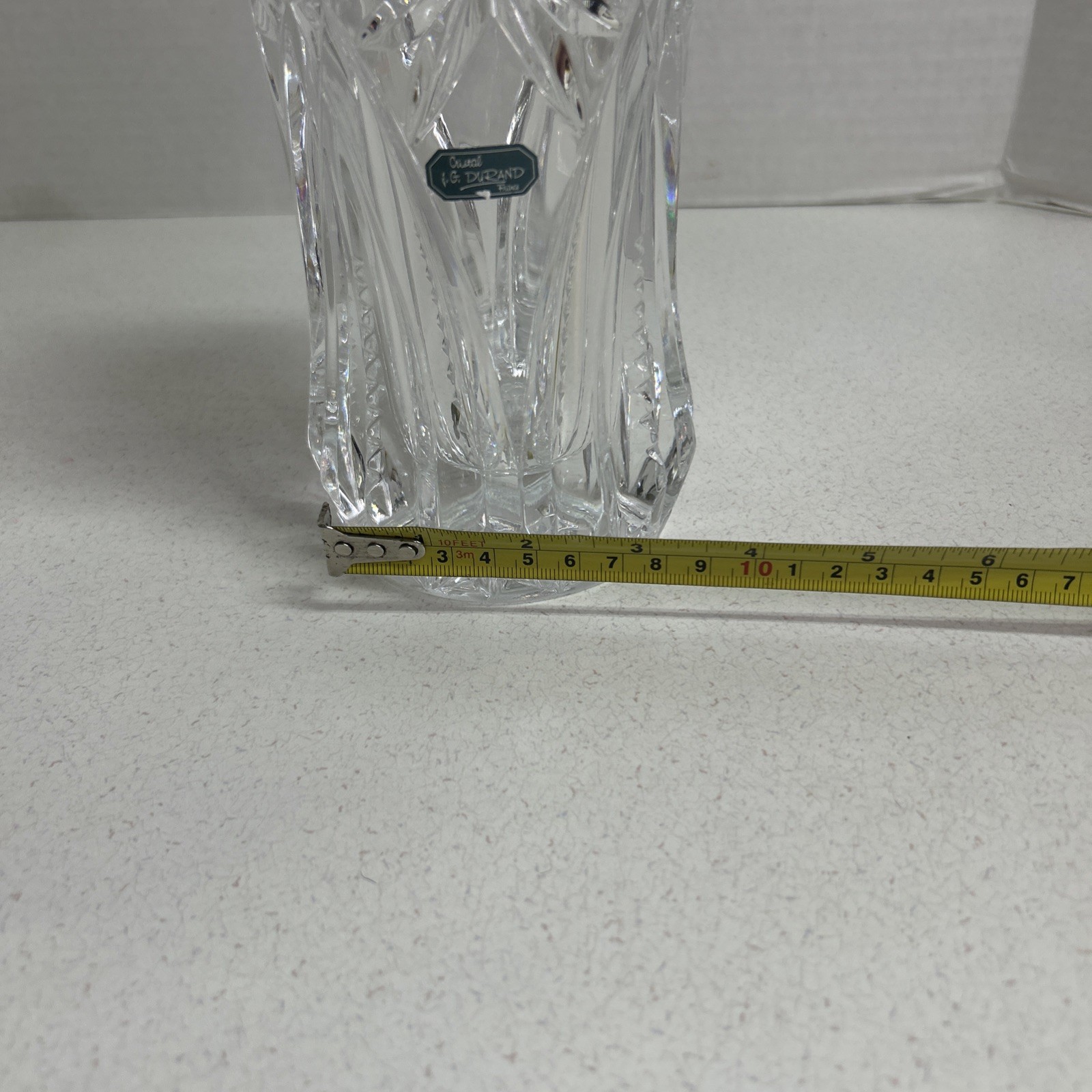 JG Durand Cut Lead Crystal Vase France Beautiful Heavy Vase