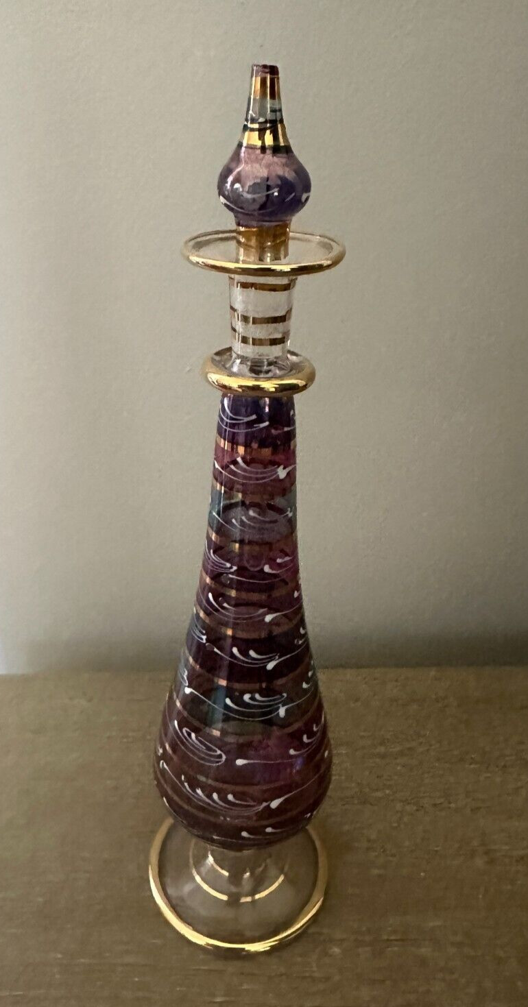 Egyptian Glass Vase with Stopper – Made in Egypt – 8 1/4″ High