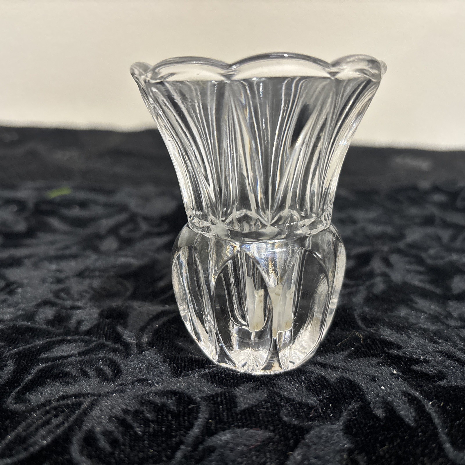Small Glass Crystal Flower Bud Vase Toothpick Holder Mini Floral Excellent