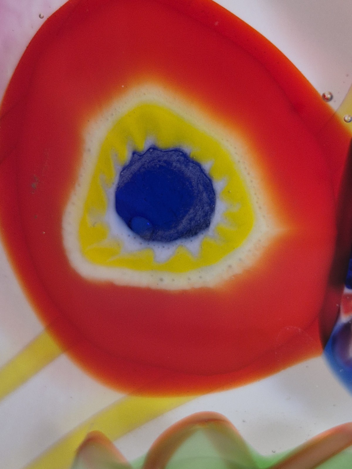 Vintage Murano Style Handblown Vessel W/Millefiori Pattern W/Pink And Yellow