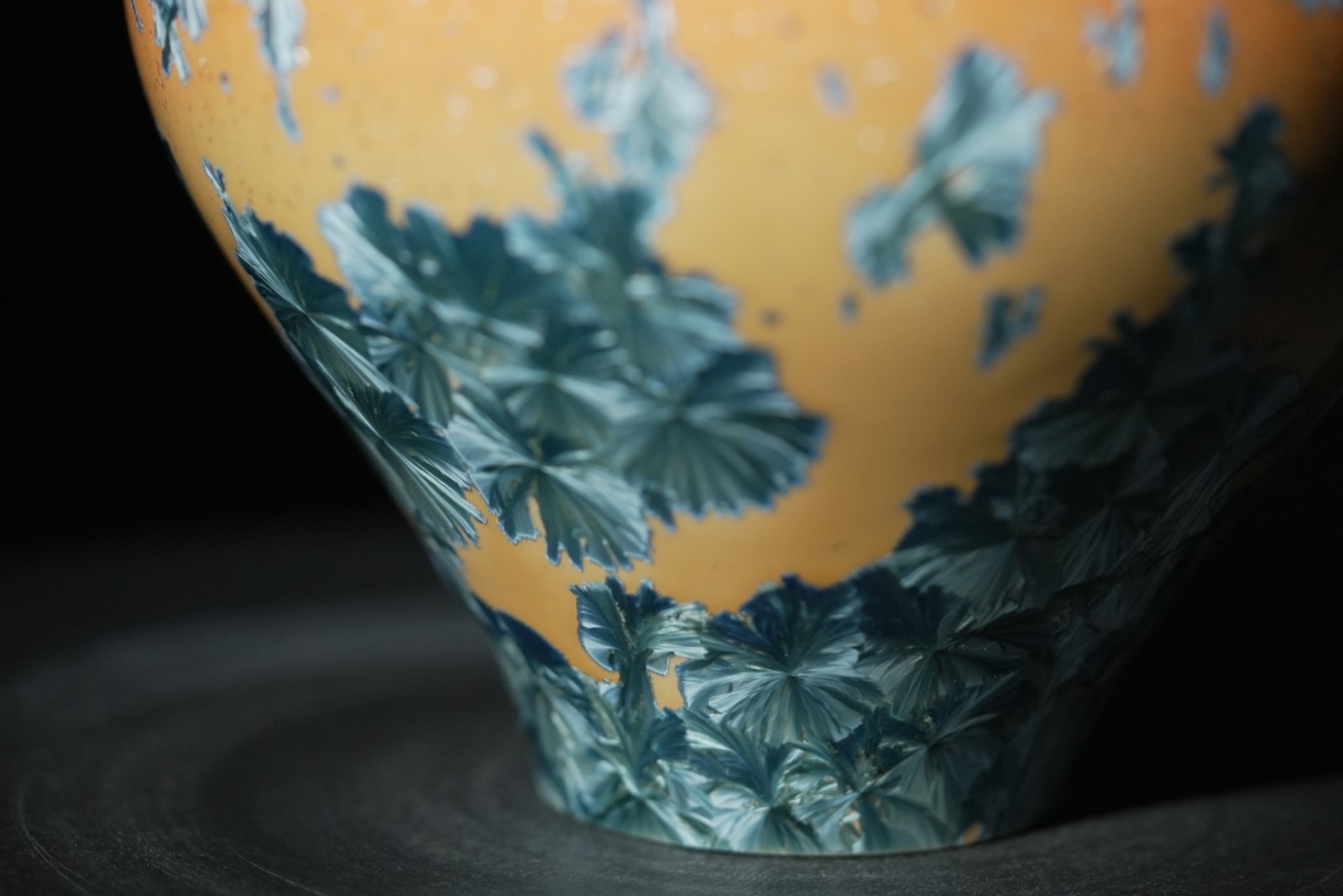 Crystalline Glaze Porcelain Vase 7.5 “Sunset Series” Studio Pottery, Hand Thrown