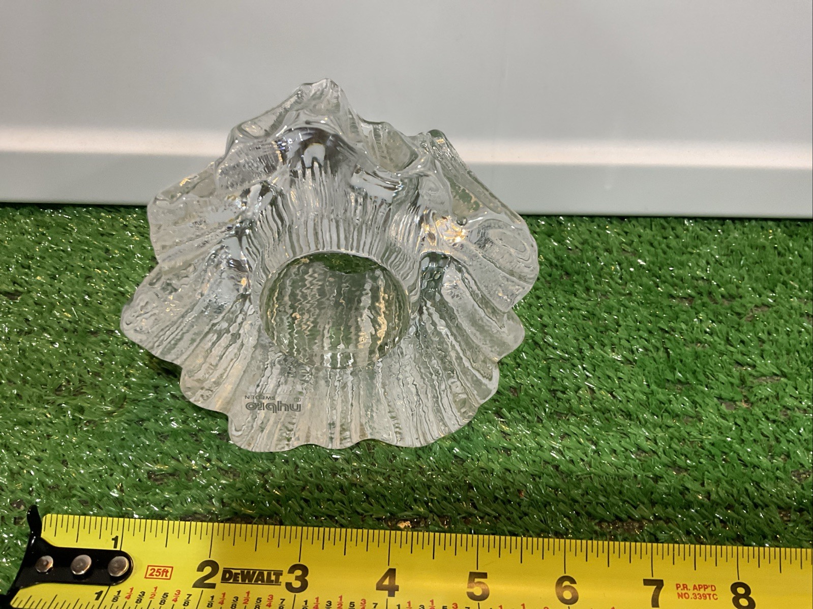 Vintage Nybro Sweden Crystal Volcano Votive Candleholder 4.5 in.