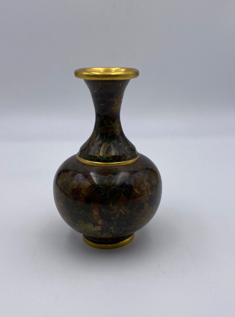 Vintage Metal and Enamel Chinese 5.25″ Vase