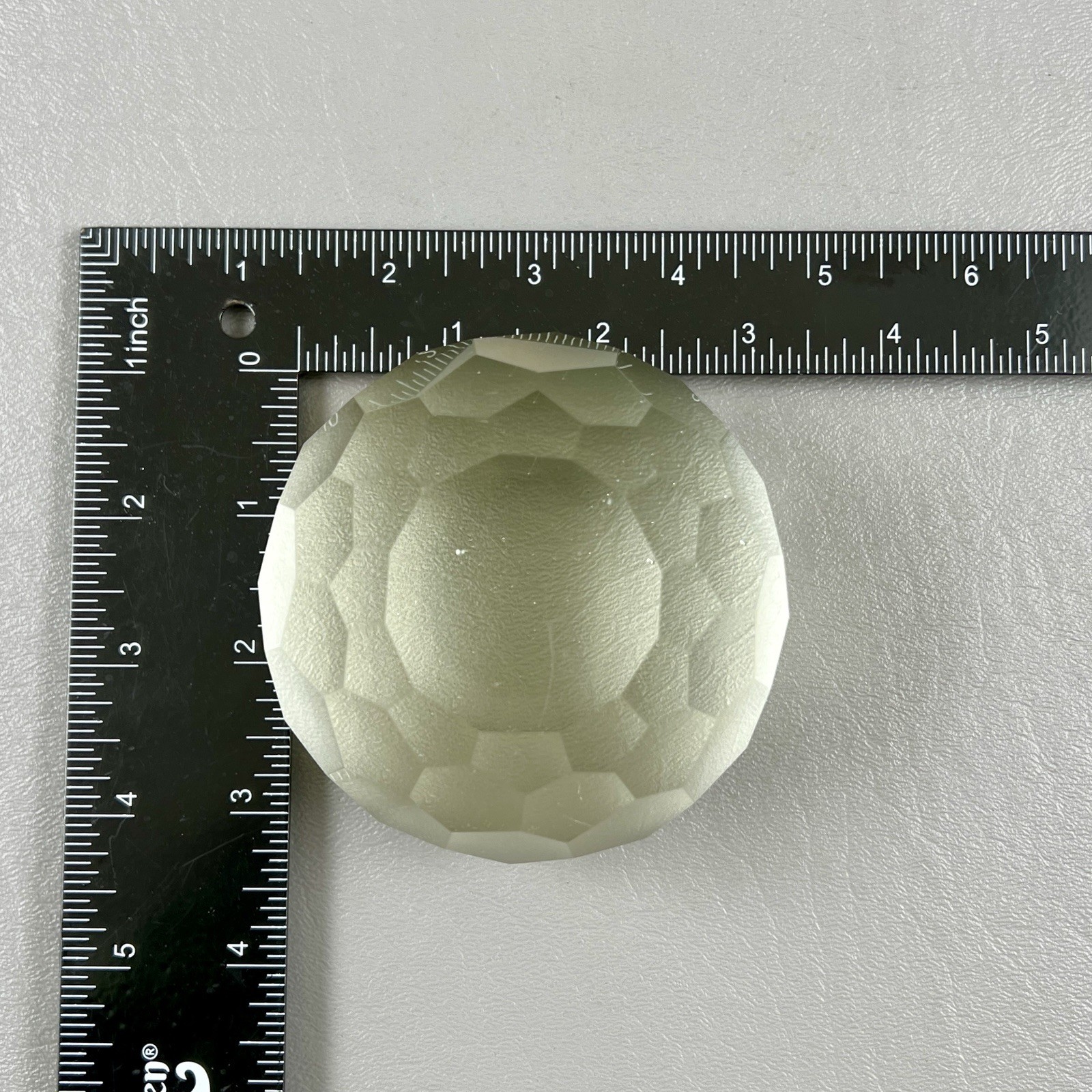 Multi Faceted Geometric Art Glass Sphere Paperweight 3″x2.5″ Honeycomb