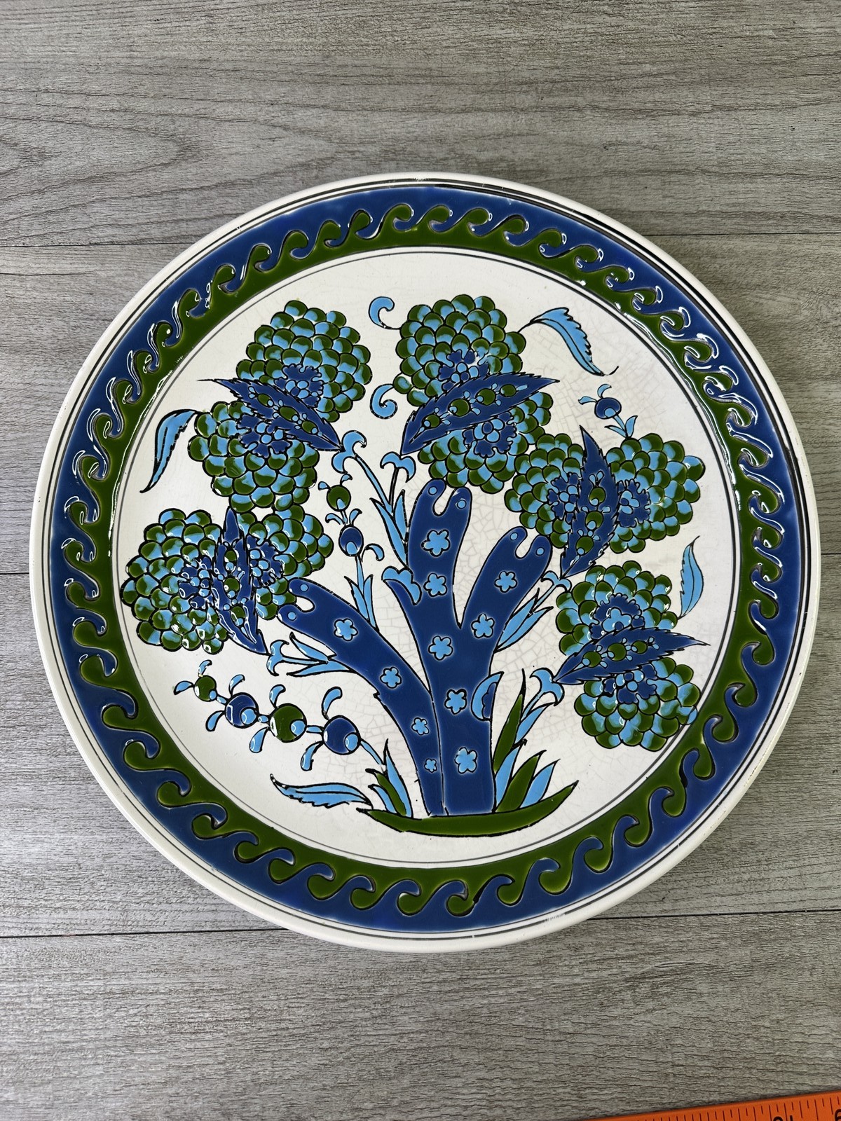 Dakas Ceramic Rhodes Hand-Painted Collector Plate Iznik Floral Design 12.5″