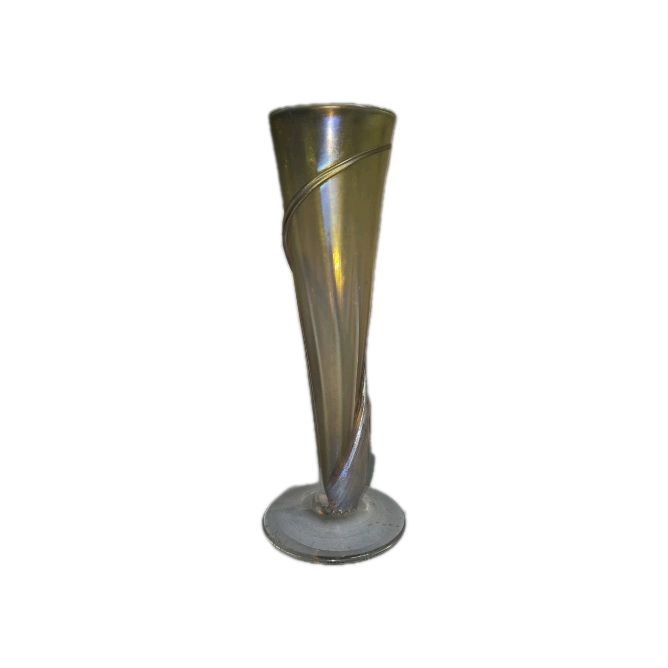 Zellique Studio Joseph Morel Hand Blown Iridescent Art Glass Vase 8″