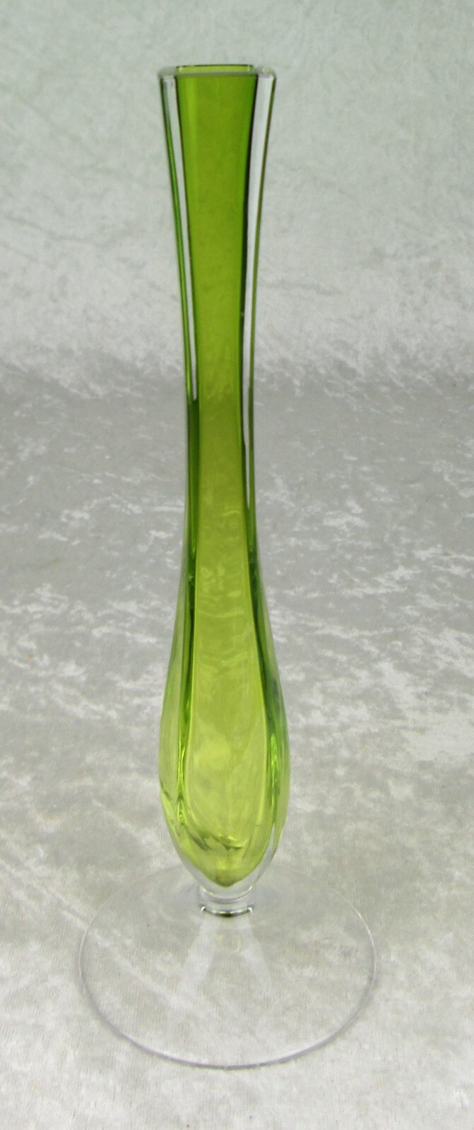 Val St Lambert Green Cased Glass Bud Vase 9-1/4 inch Tall Mid Century Modern VSL