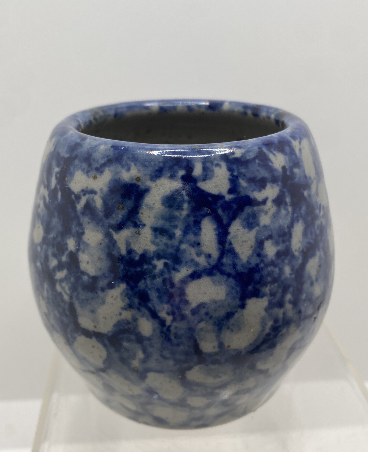 Vintage Bastine Pottery 1997 Small Blue Spongeware bowl/vase
