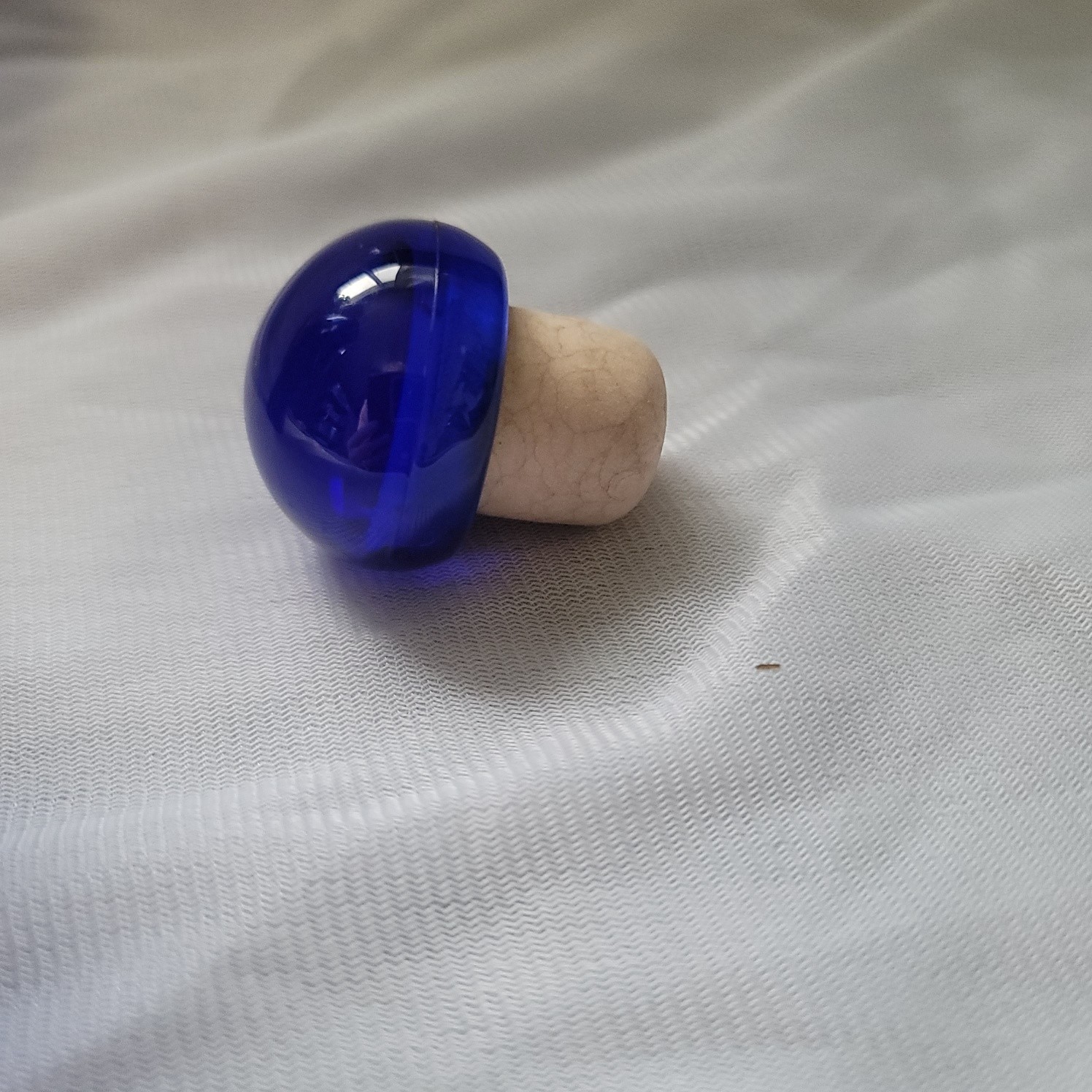 Vintage Cobalt Blue Glass Bottle Jug Style 7″ Tall with Rubber Cork Lid