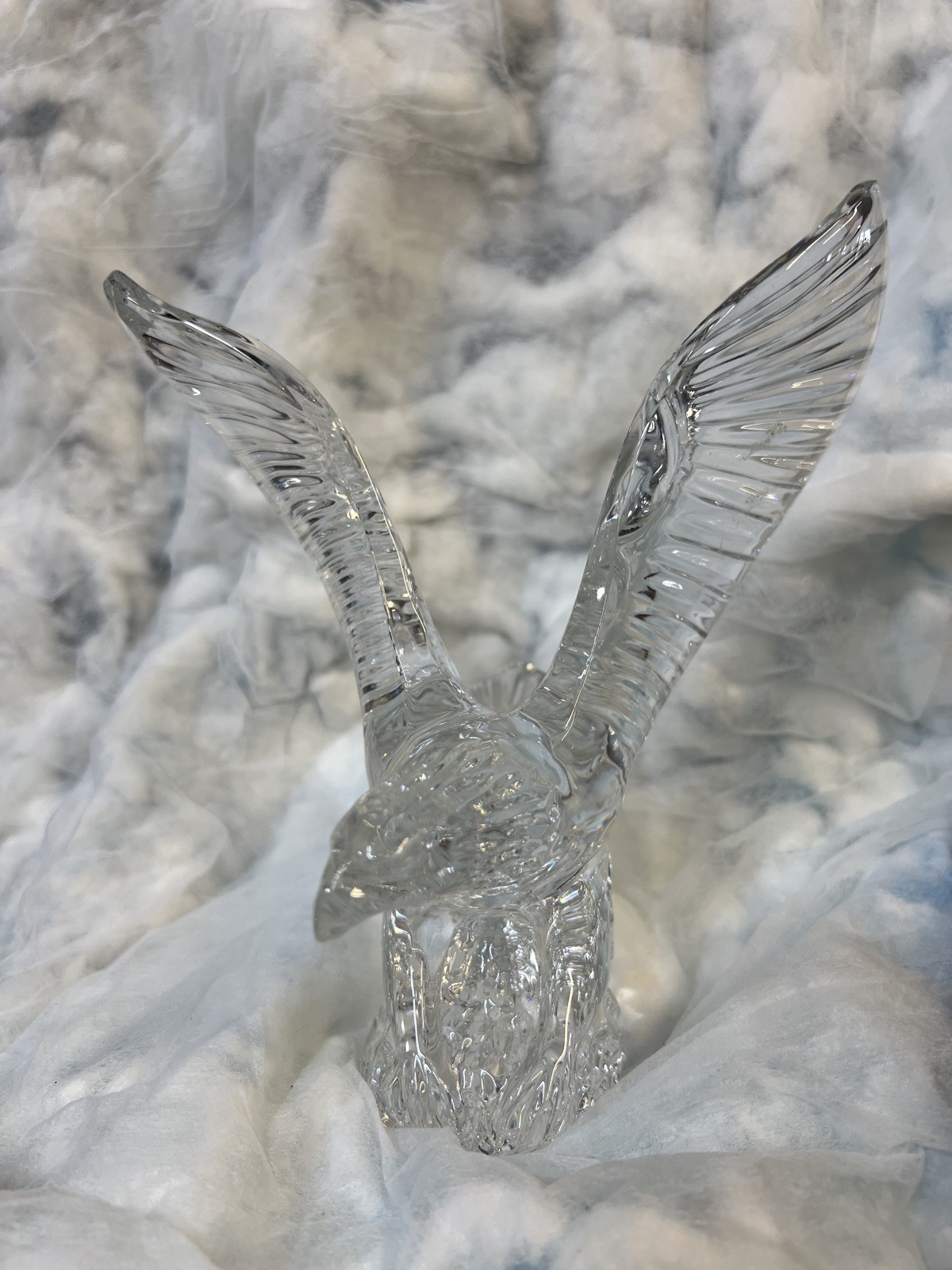 Waterford Crystal Eagle Figurine In Flight Spread Wings Majestic Sculpture
