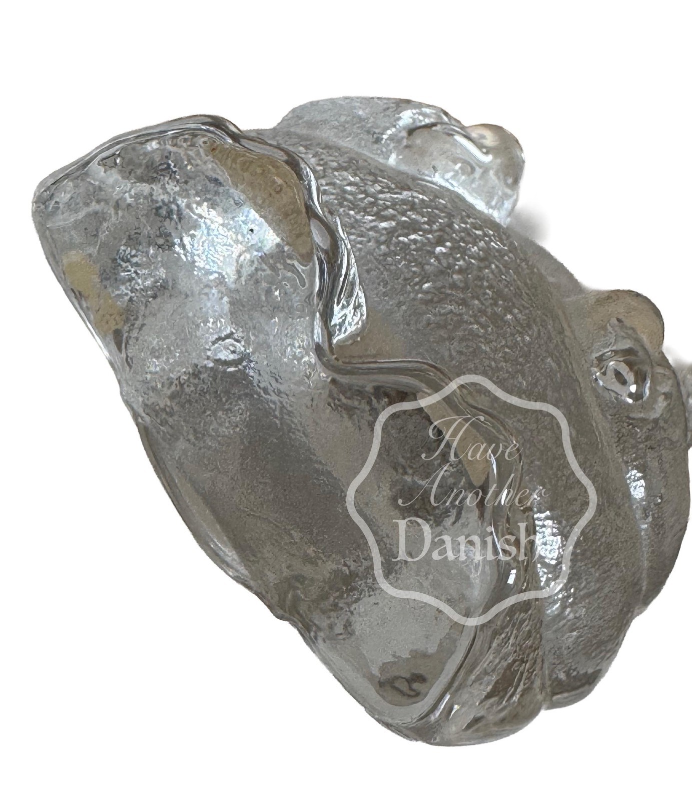 Sweden Glass Hippo Zoo Paperweight ROYAL KRONA Crystal Swedish 5”H Textured