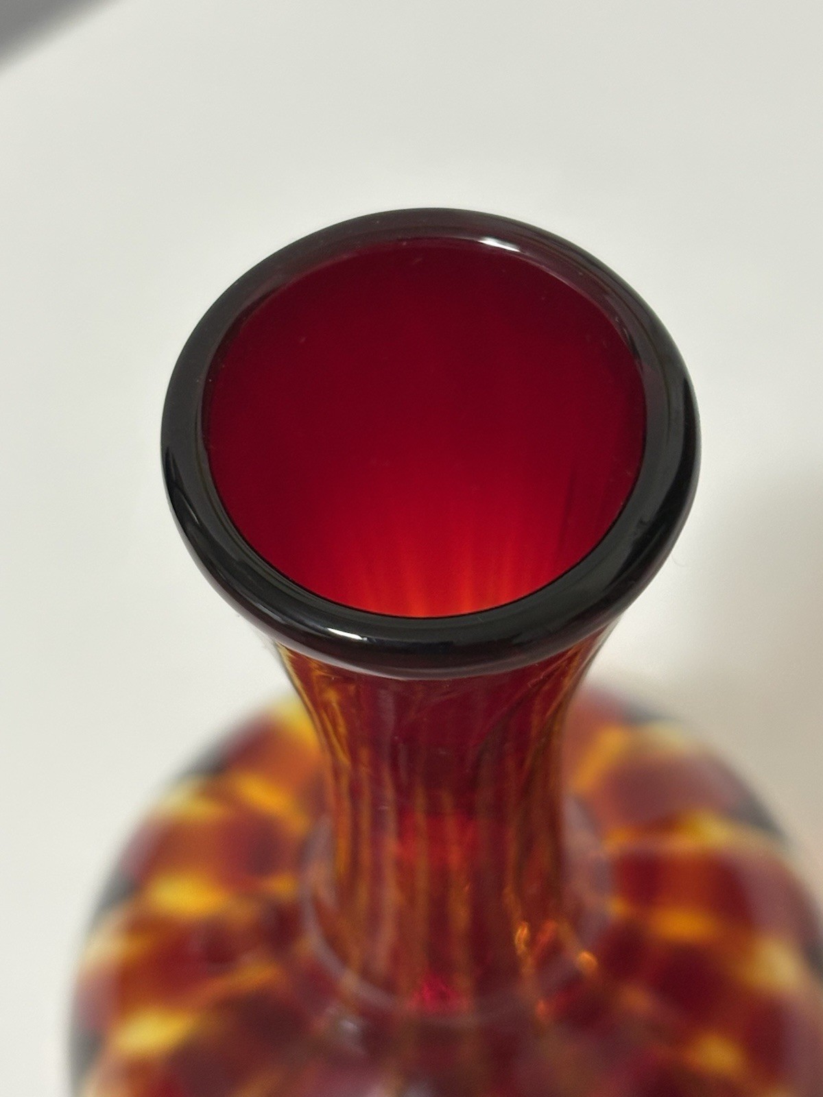 Vintage Blenko Art Glass Vase Tangerine Swirl MCM