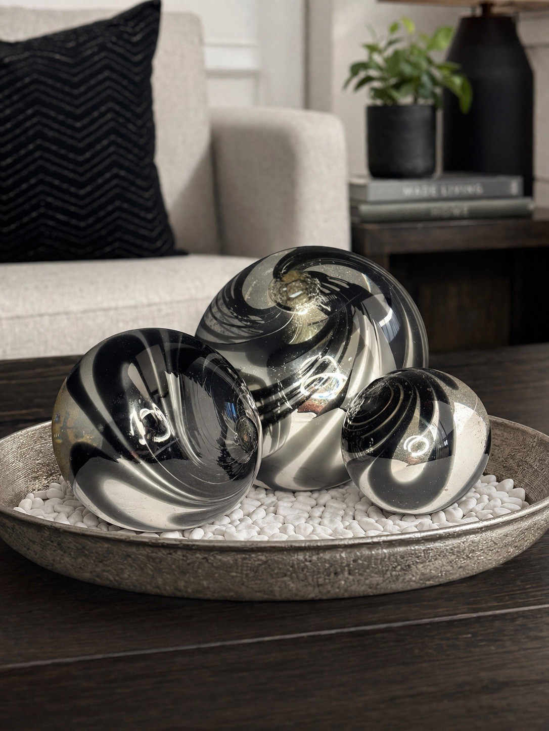 3 Hand Blown Art Glass Orbs Controlled Bubble Swirl Sommerso Style Witch Ball