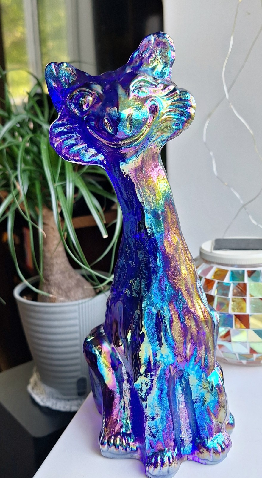 Fenton Alley Cat 11 inch Iridescent Carnival Cobalt Blue 2026 Mosser