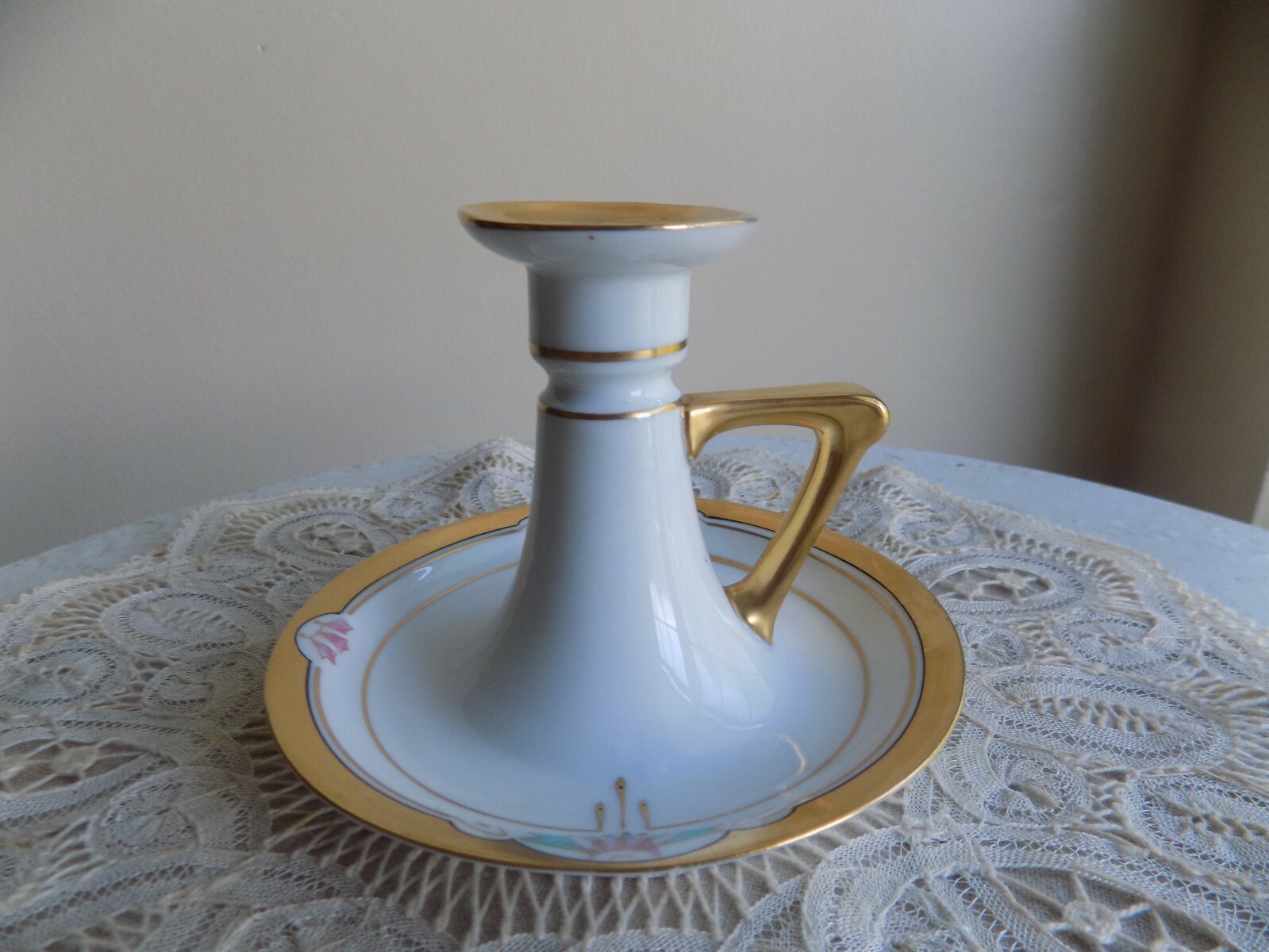 Antique Pickard Hand painted Candle Holder Art Deco