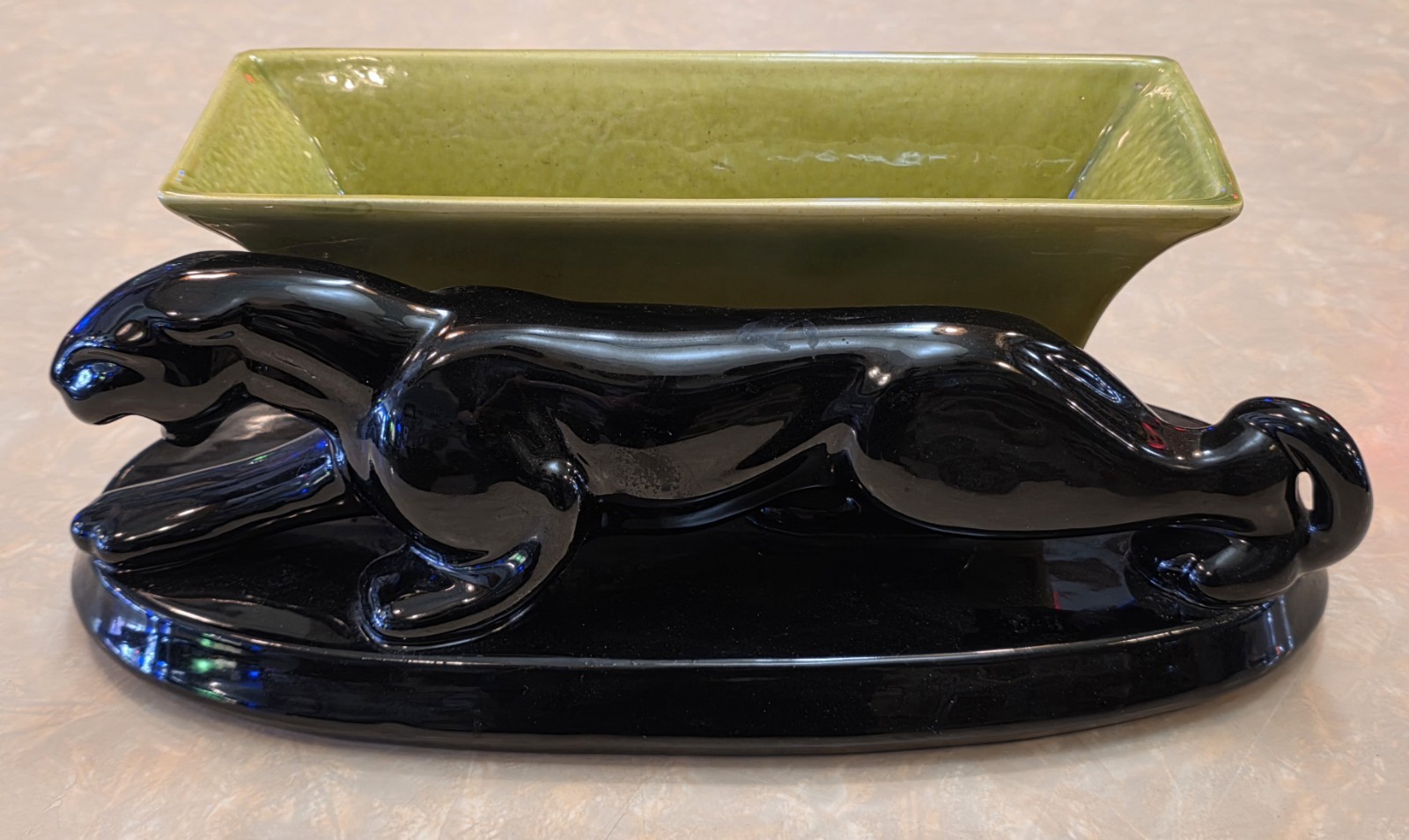 MCM 1950s Haeger Black Panther Pottery Planter Sculpture USA 14″