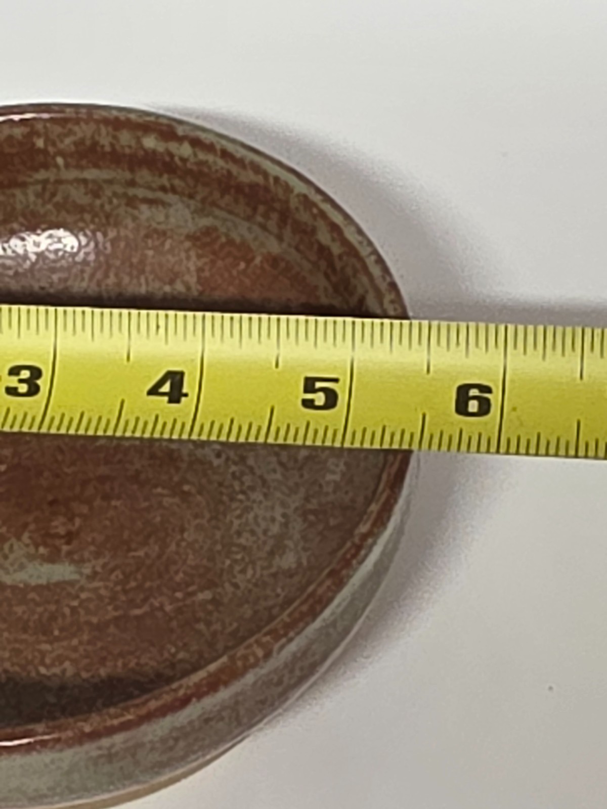 Studio Art Pottery Textured Rust-Orange Shino Drip Glaze 5.5 inch Signed