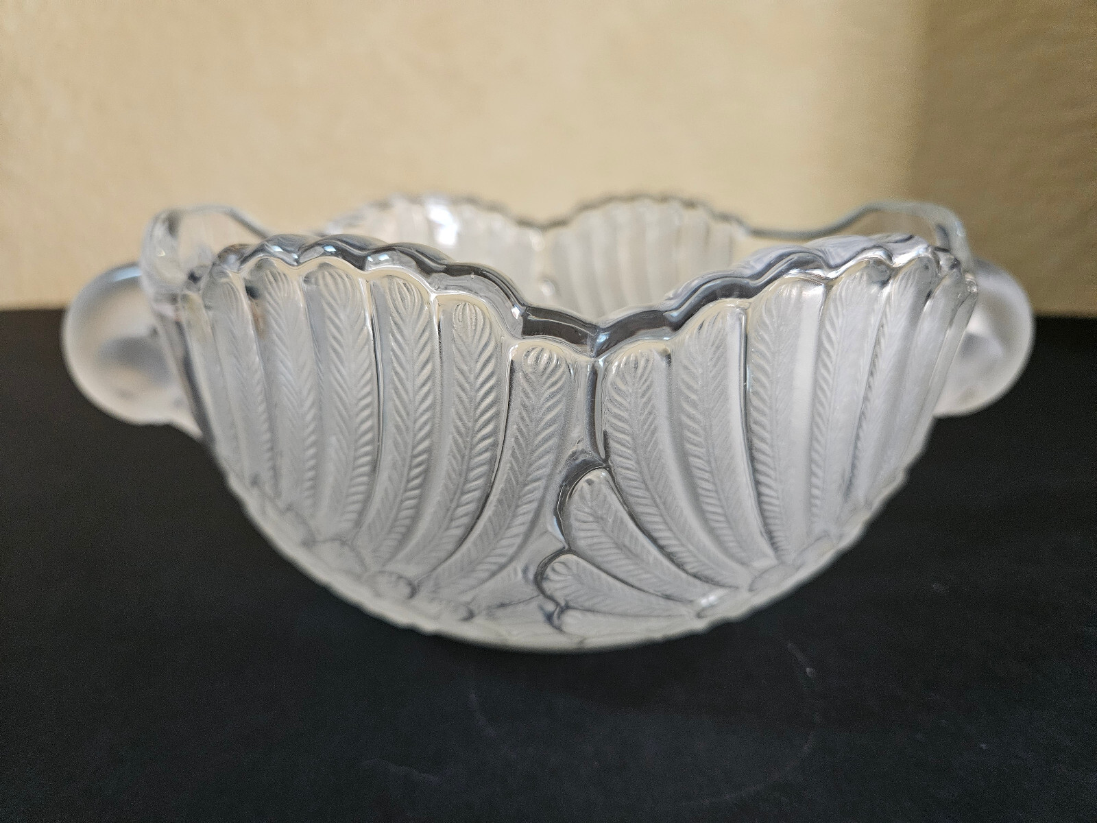 Vintage Mikasa Crystal Swan Bowl Clear Frosted Head Swan Handles W Germany