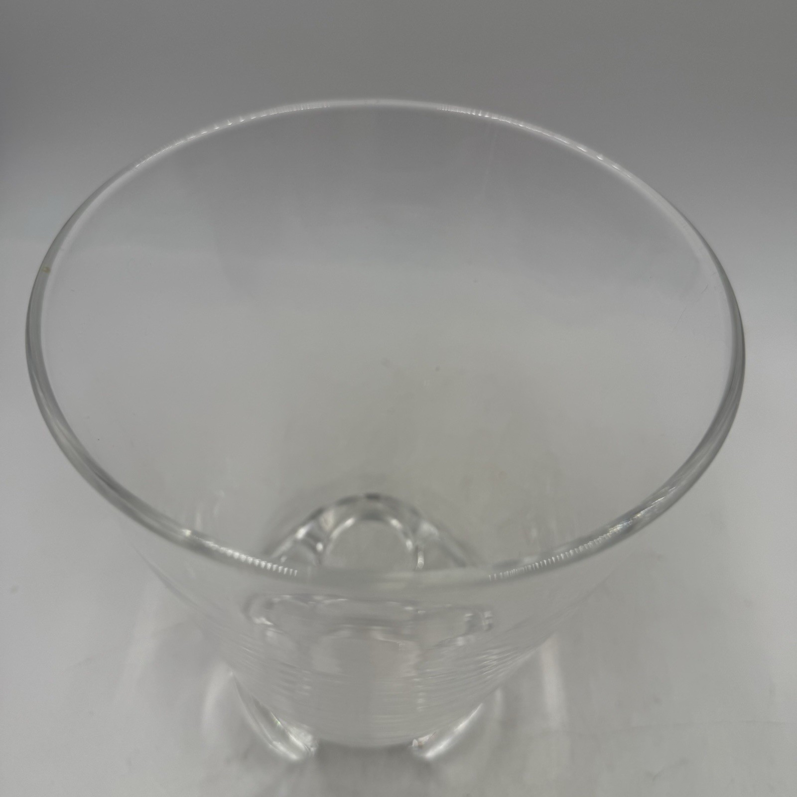 Signed Steuben 8021 Crystal Trefoil Vase Designed By Lloyd Atkins 7.75” Tall