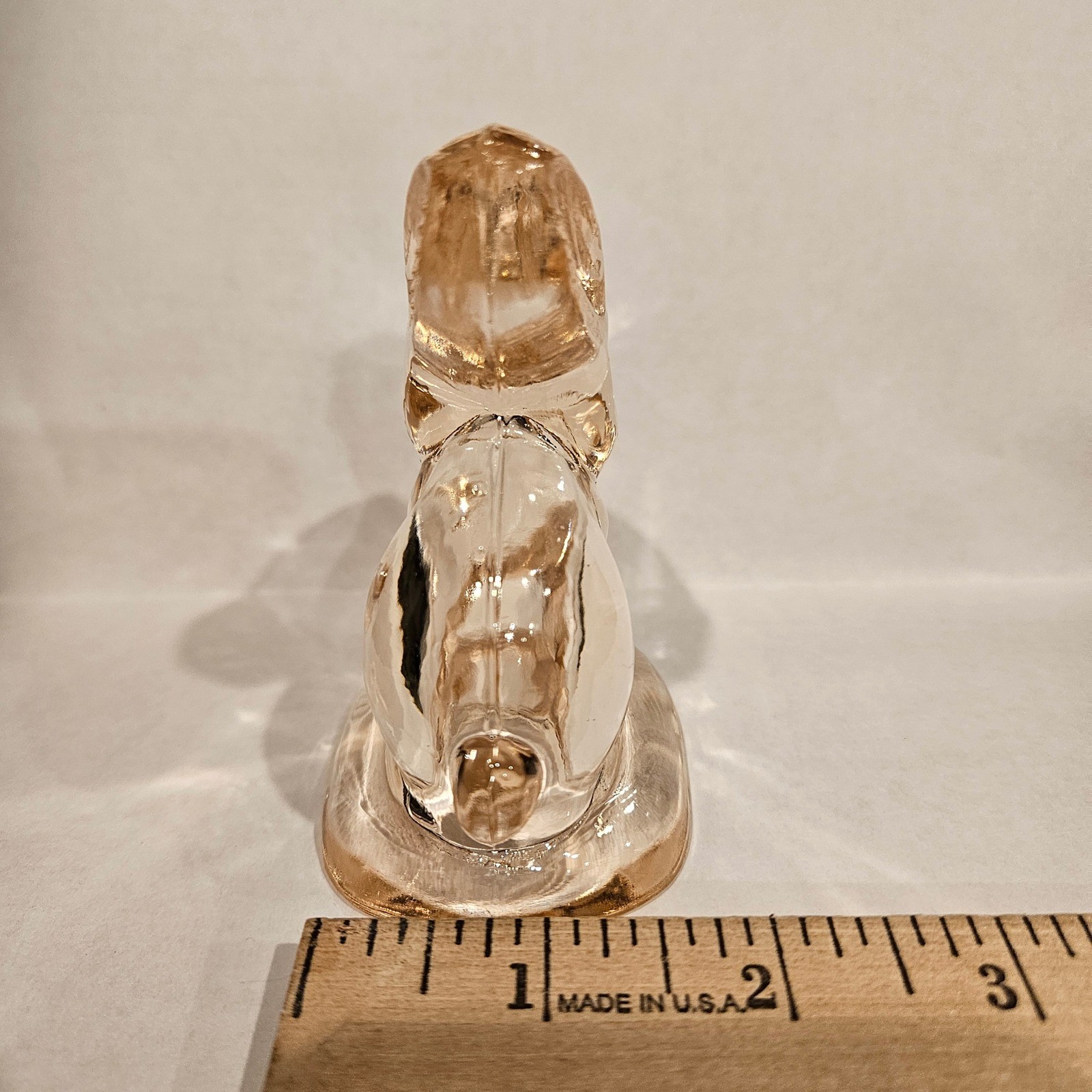 Light Pink Pressed Glass Bunny Rabbit Figurine Easter Decor Small 2.75″ 5 oz Vtg