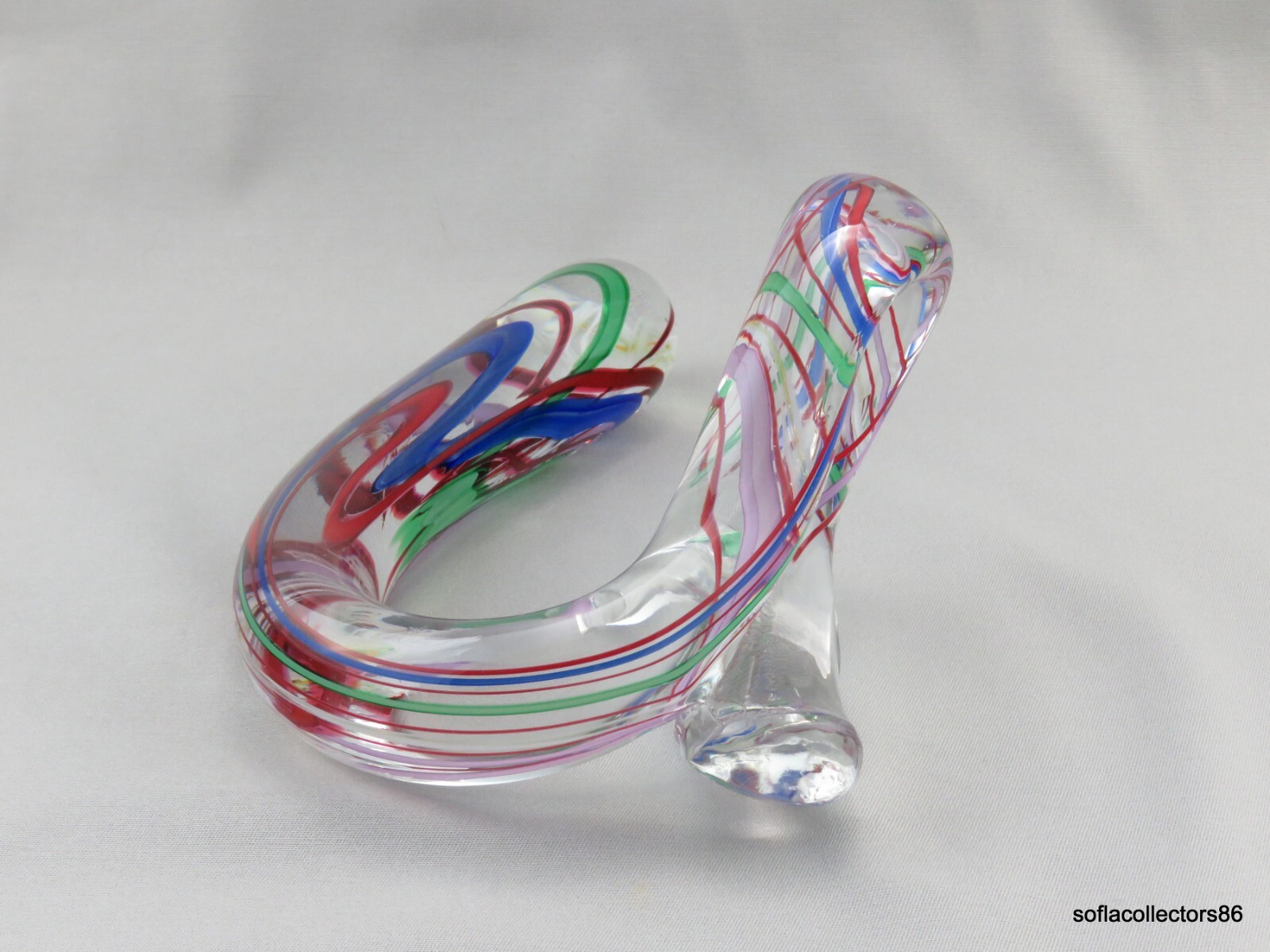Mark Chapman Free Form Studio Art Glass Paperweight w Abstract Décor Dated 1999