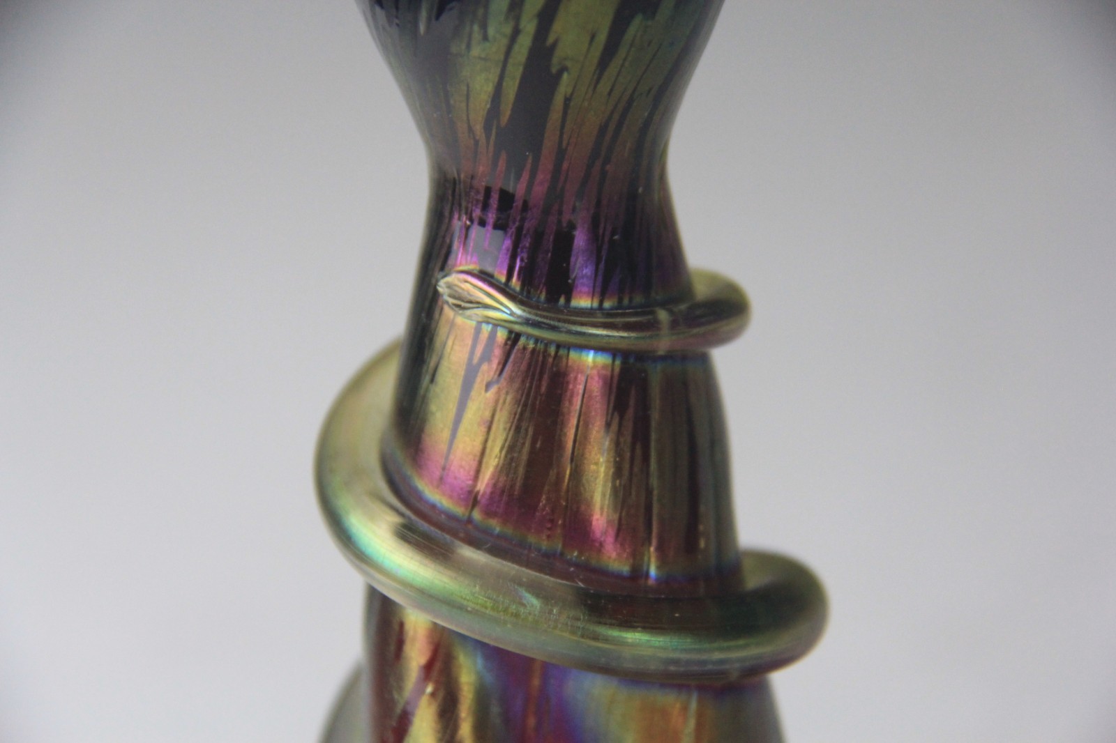 Antique Rindskopf Hyacinth Snake Pepita Iridescent Czech Bohemian Art Glass Vase
