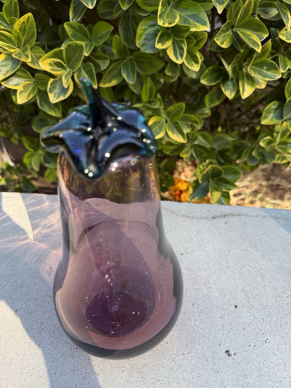 Blenko handblown art glass eggplant sculpture