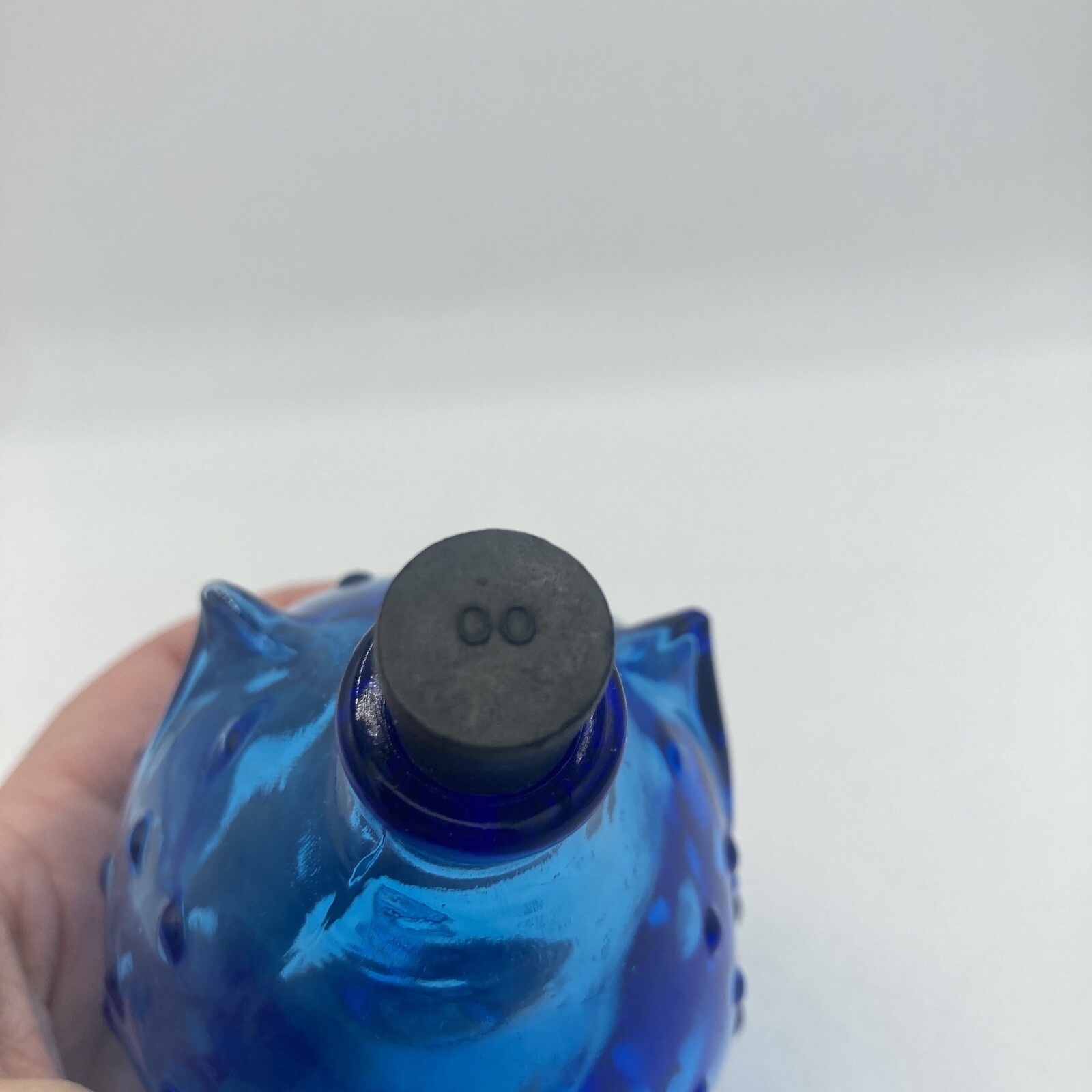 Vintage Holmegaard Pig Stopper Nose Jacob Bang Scandinavian Cobalt Blue Glass