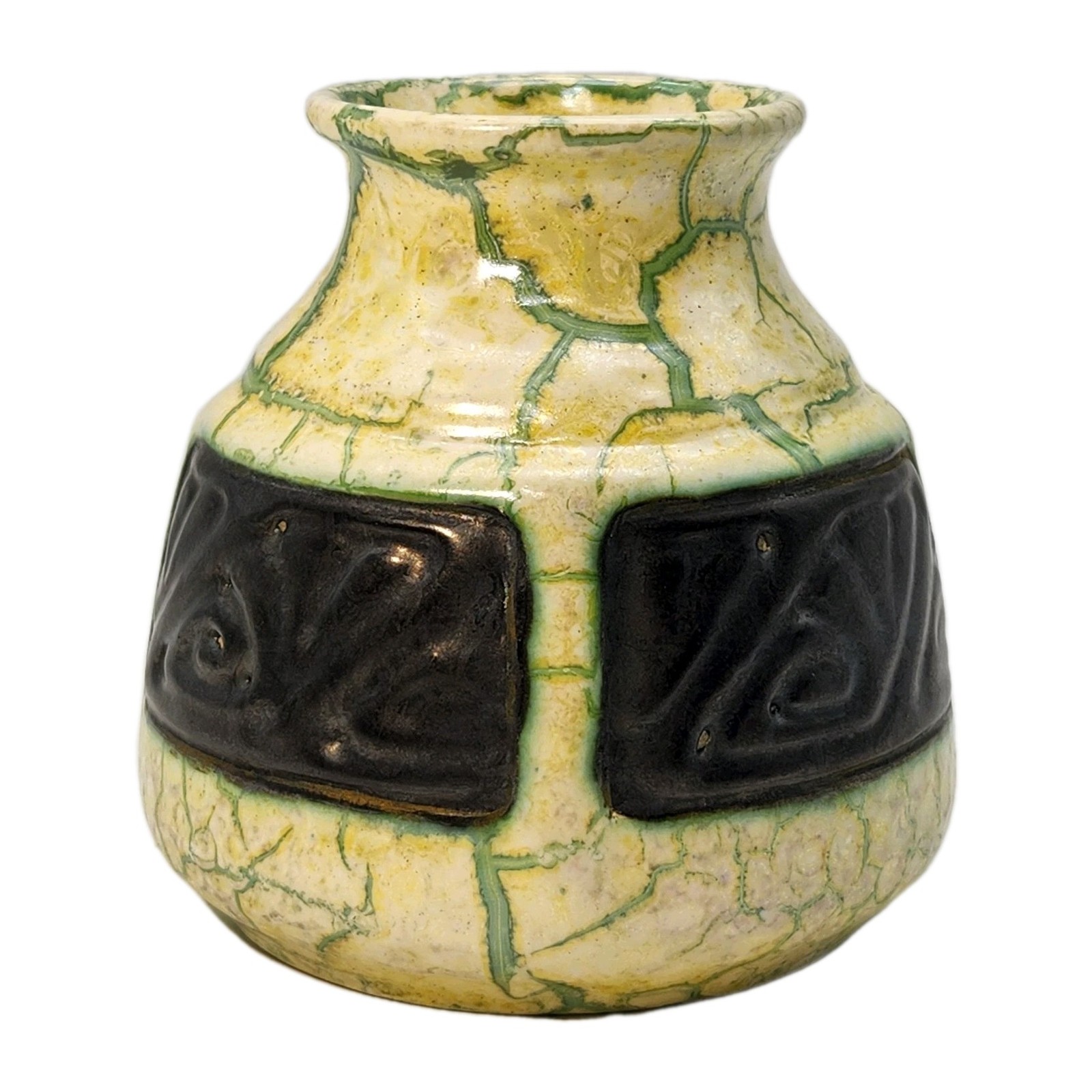 Antique Ditmar Urbach Alienware Vase 1890-1920 Czechoslovakia Crackle Glaze 8177