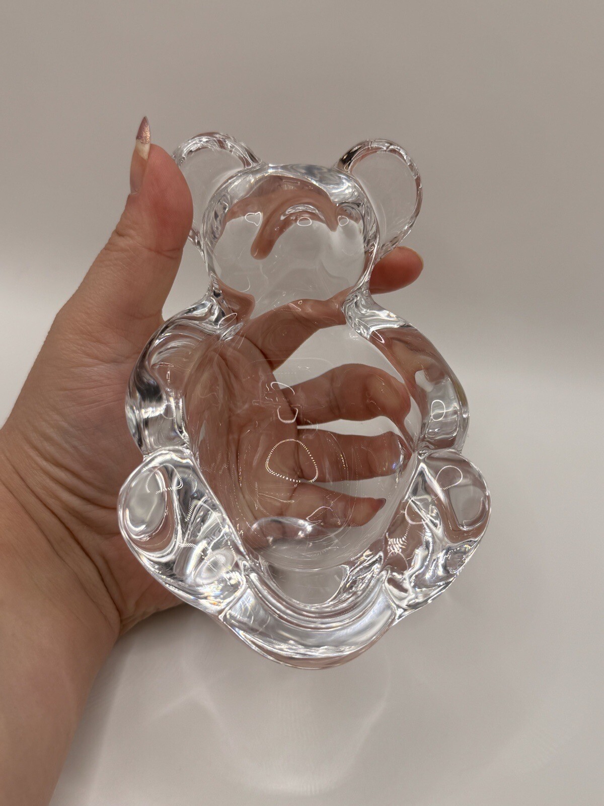 Vintage Art Vannes Crystal Glass Panda Bear Dish France Collectible Curio ***