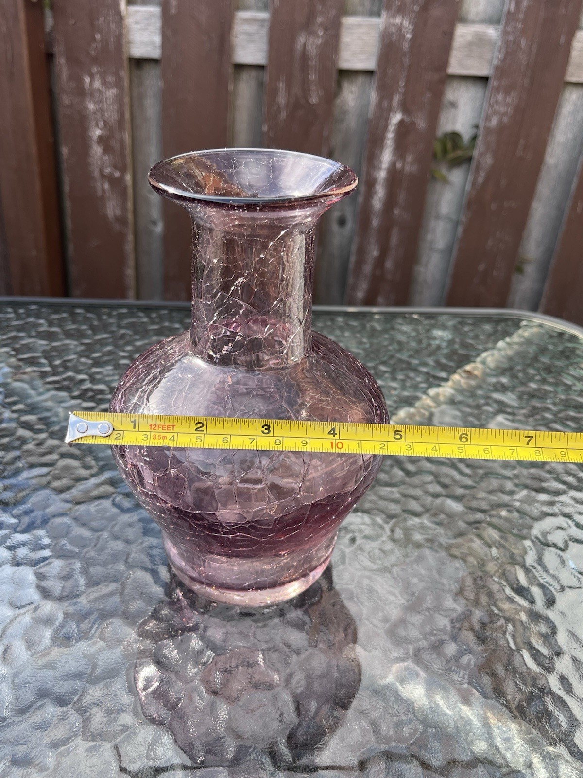 Blenko #9604 Crackle Glass Vase – Orchid Purple 7.5” Tall