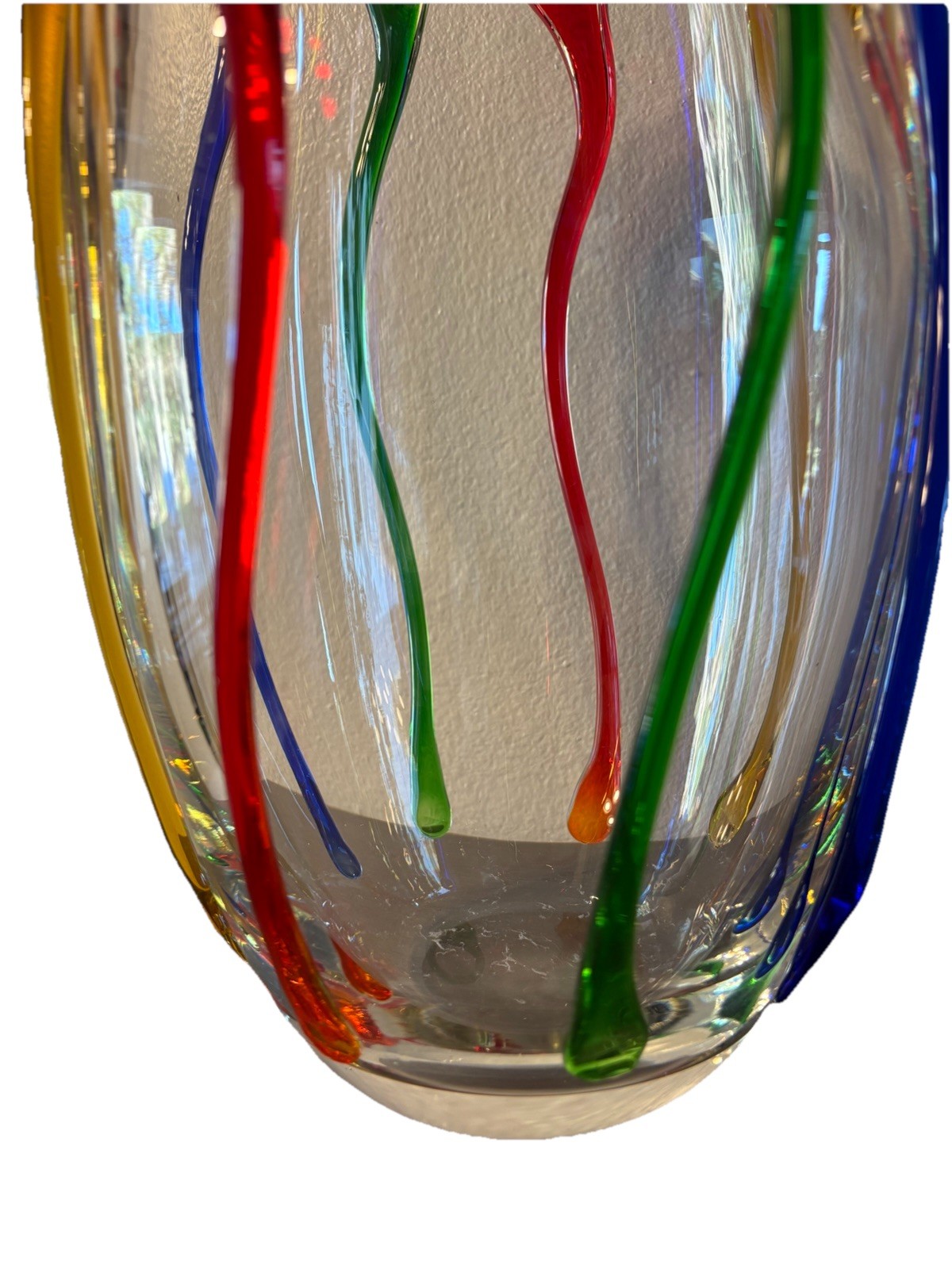Design Guild Poland Turino Multicolor Hand Blown Heavy Art Glass Vase 11.5”