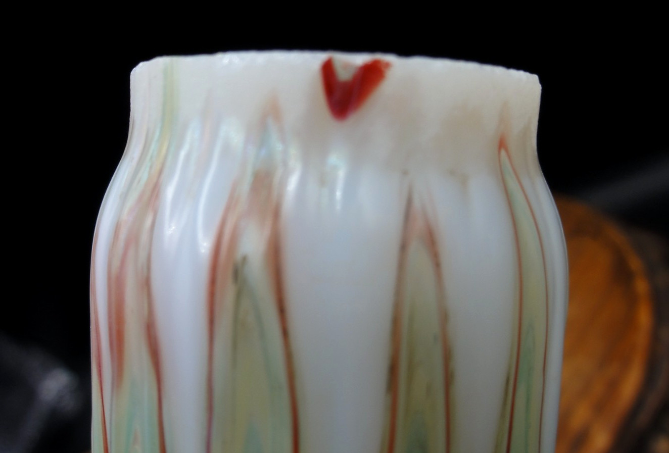 Antique Bohemian Pallme Konig Iridescent Spiral Wave Glass Barber Bottle / Vase