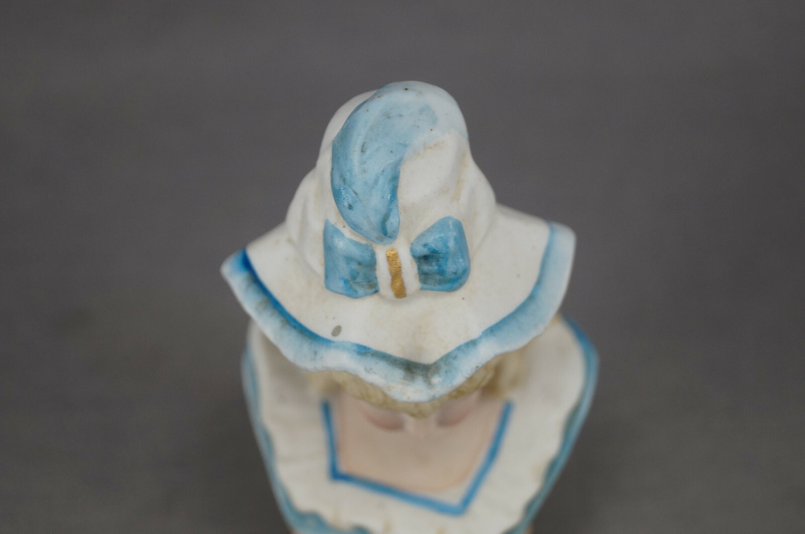 19th Century German Hand Painted Bisque Porcelain 4 1/2 Inch Tall Figurine Bust