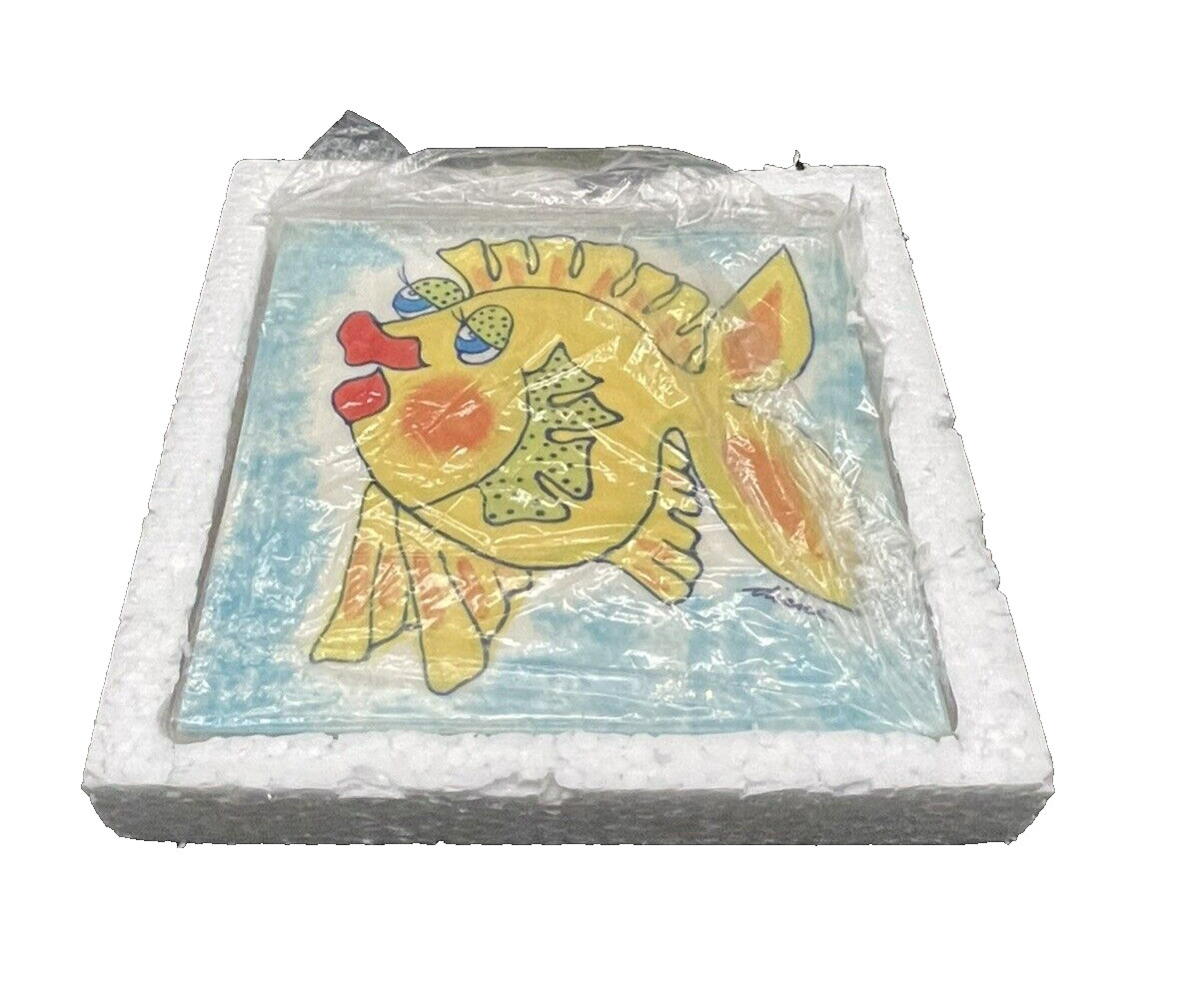 Diane Artware Ceramic Yellow Fish 6×6 Wall Tile Trivet