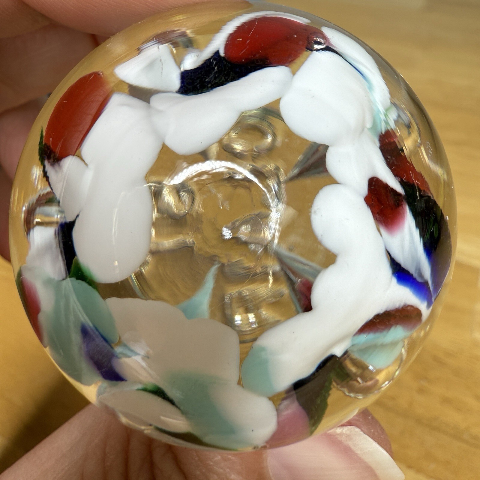 Vintage St Clair Lampwork Art Glass Paperweight Floral Multicolor Read