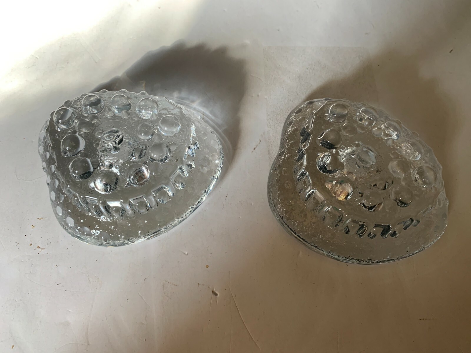 Vintage Lindshammar? Swedish Art Glass Clear Glass Candle Holder A Pair