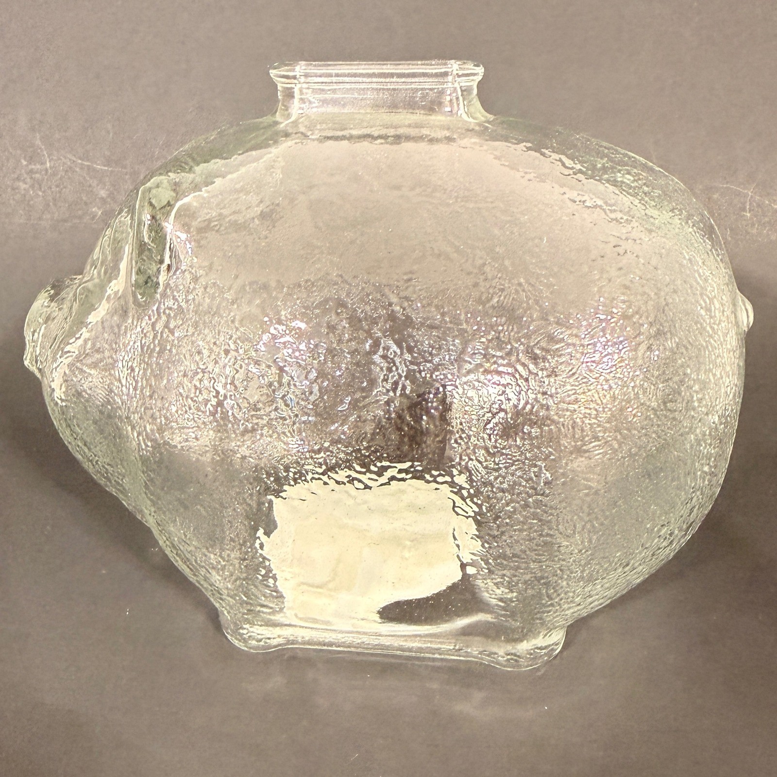 Anchor Hocking Clear Textured Glass Piggy Bank A5068 Made in USA 5 Inch