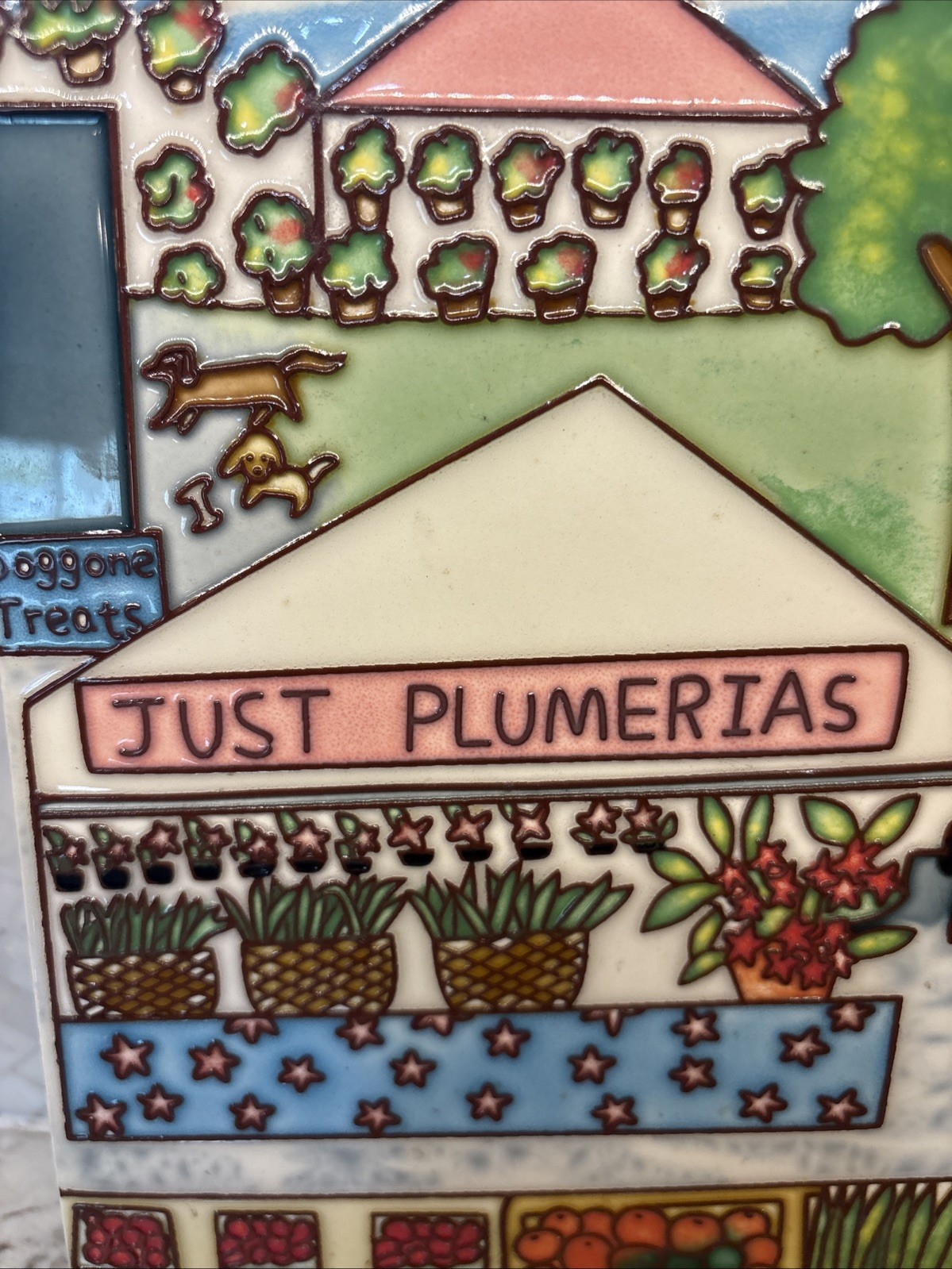Large 3D Raised Ceramic Wall Hanging Winter Park,Fl Farmers Market Flowers Fruit