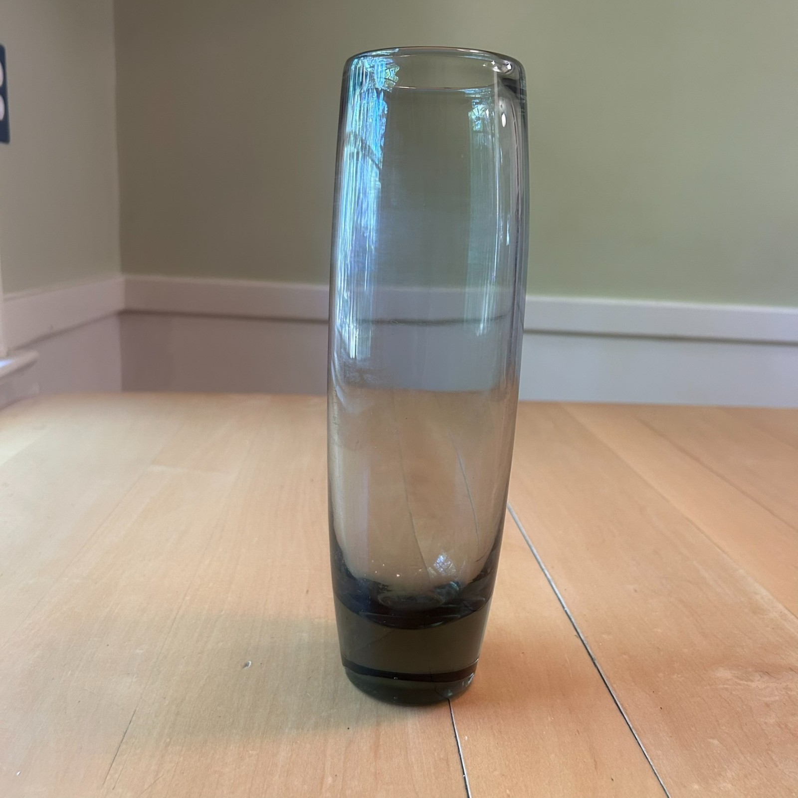 Murano Art Swung Glass Purple Smoke Opaque/Clear Bud Vase 12″-Penne Franks Simon