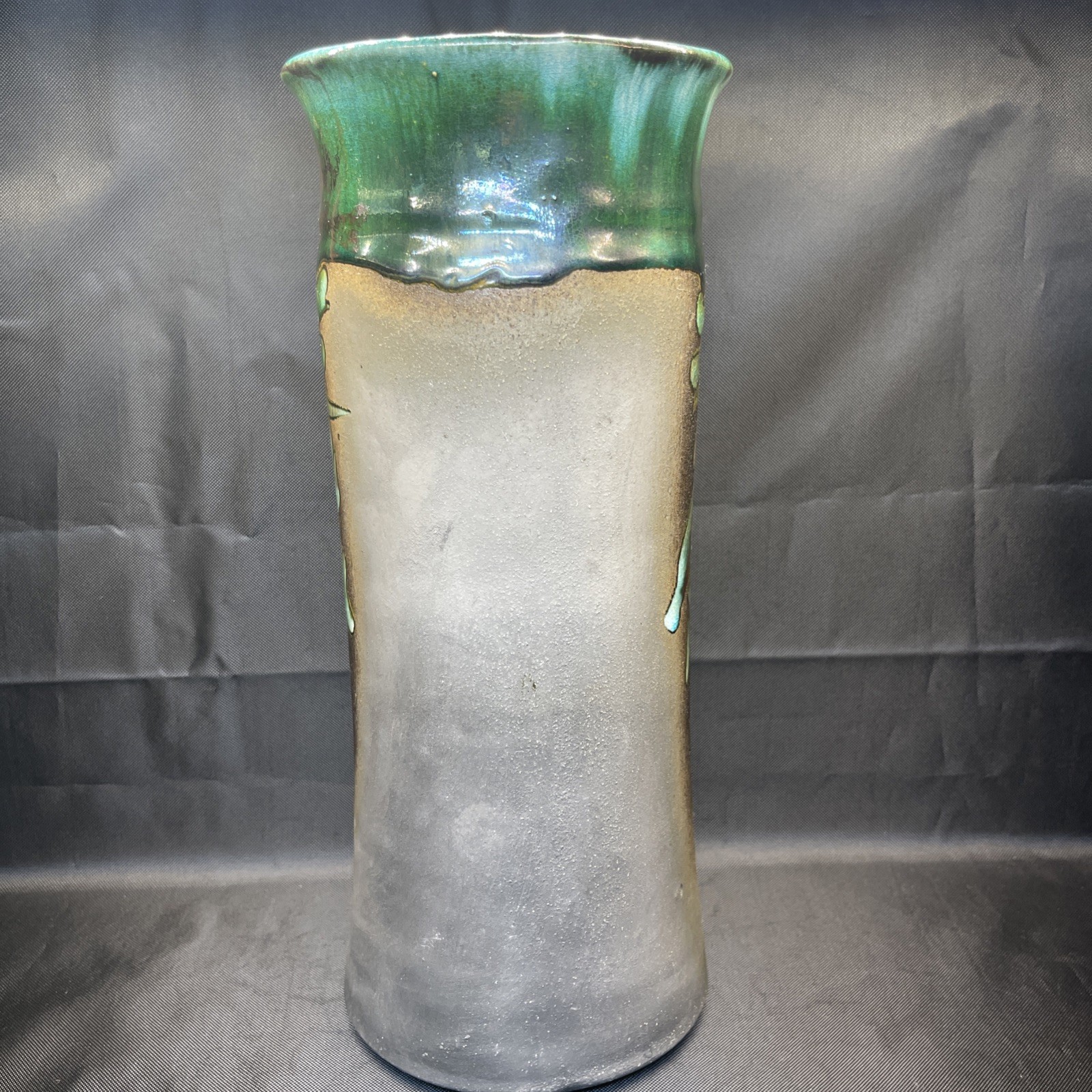 Signed Evans Vase Raku Studio Art Pottery Abstract 11.45″ Signed # 273