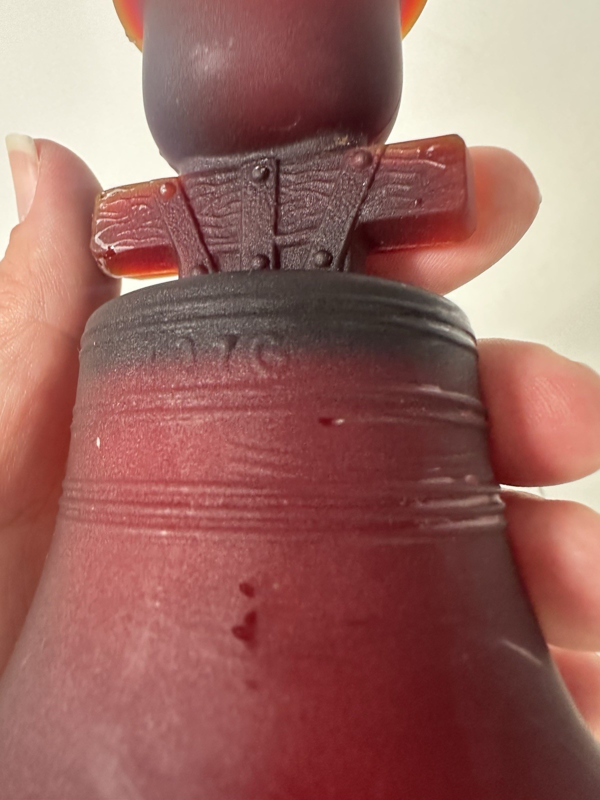 LIBERTY BELL Candle Holder Glows Red Glass Patriotic Fourth July