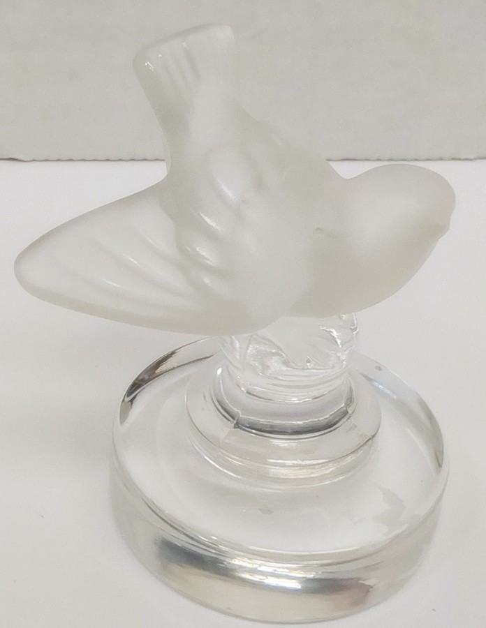 Lalique France Frosted Crystal Rossignol Nightingale Paperweight Figurine 2 5/8″
